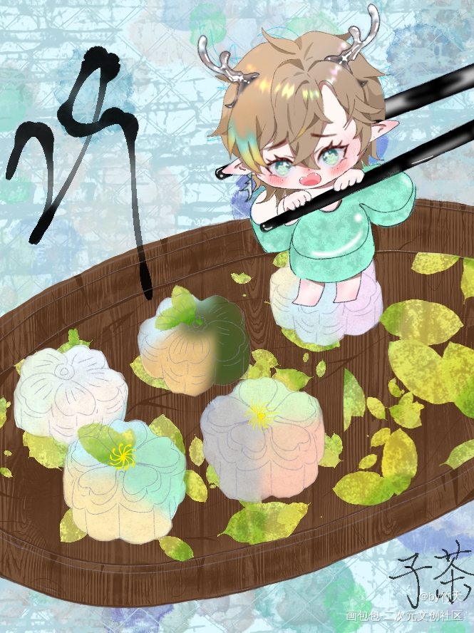 摸摸小鹿！_虚拟主播vtb摸鱼绘画作品