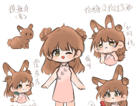 摸秀兔兔_绘画作品