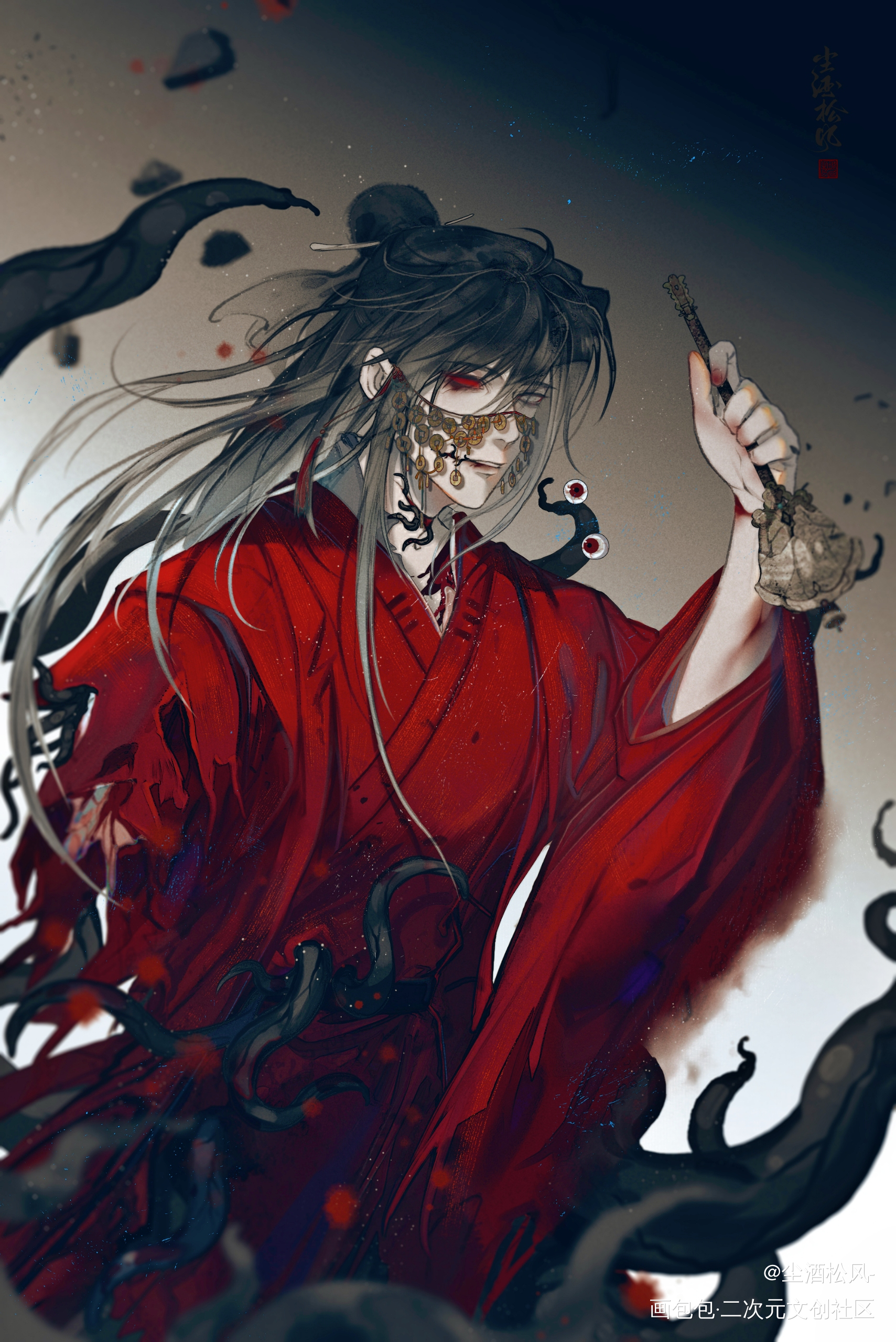 🔥和岁岁_道诡异仙古风绘画作品