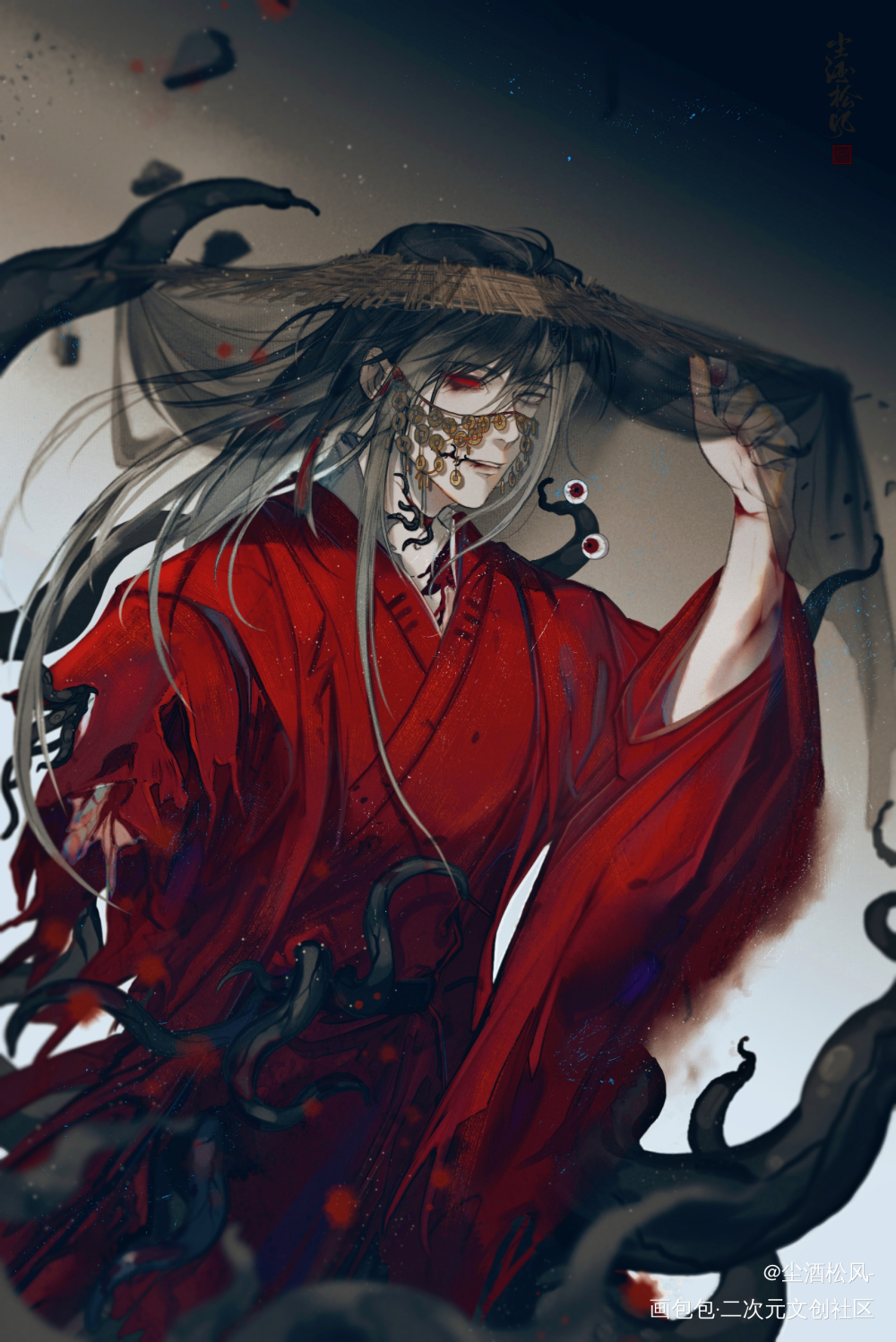 🔥和岁岁_道诡异仙古风绘画作品