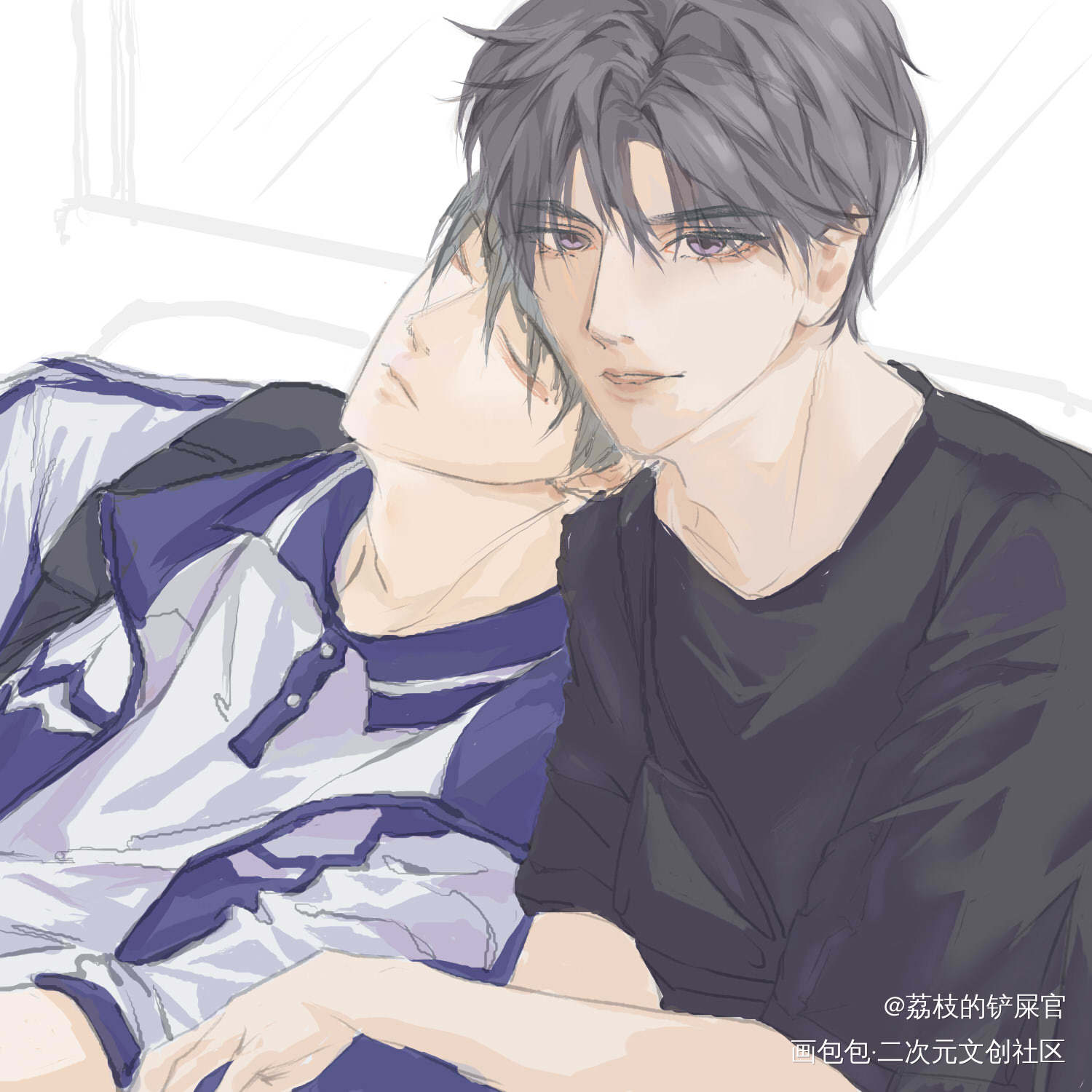 看什么，这我男朋友_伪装学渣朝俞绘画作品