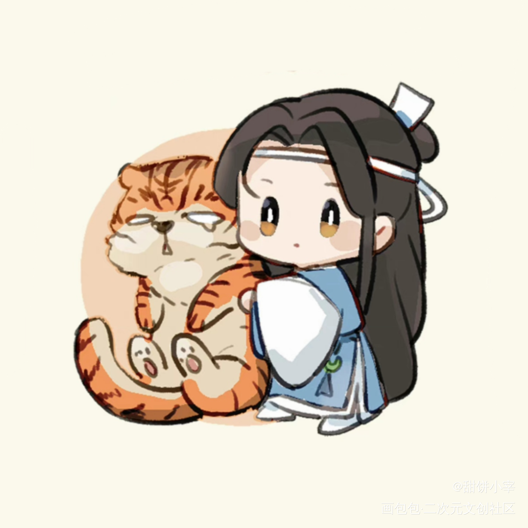 蓝忘机_魔道祖师忘羡蓝忘机Q版绘画作品