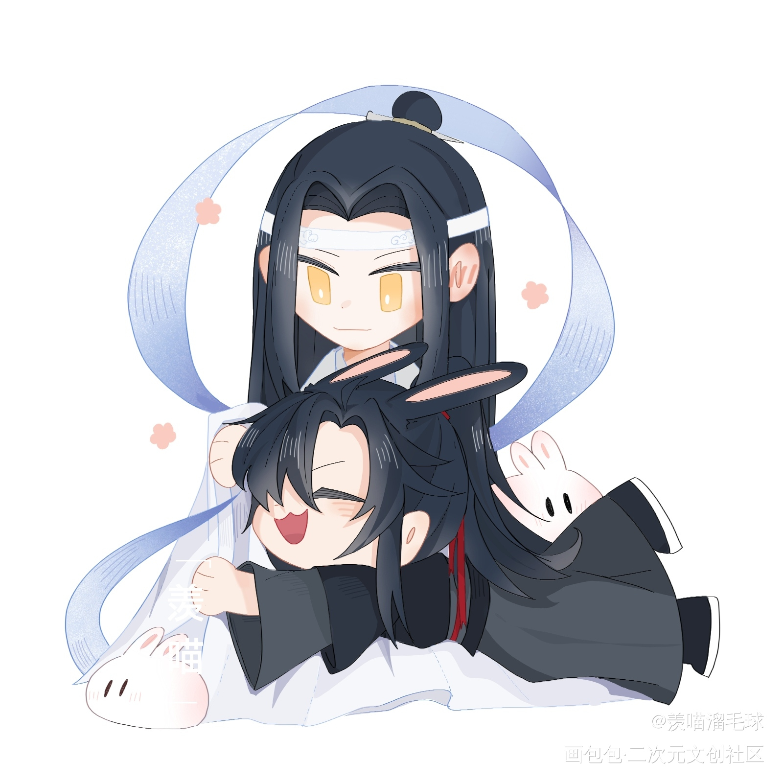 中秋贺图（无云纹版）_魔道祖师忘羡魏婴蓝湛蓝忘机，魏无羡蓝忘机魏无羡魏无羡蓝忘机墨香铜臭绘画作品