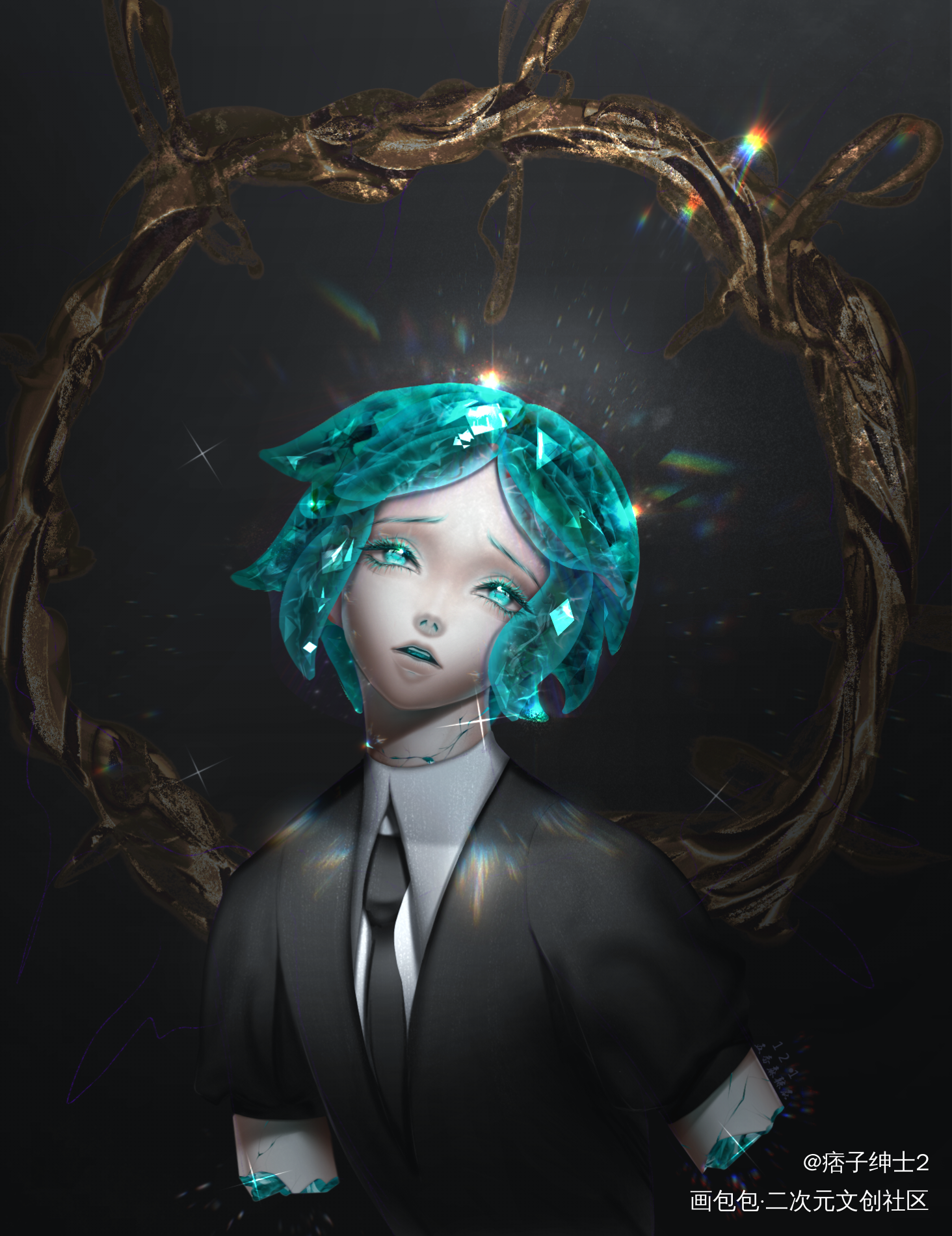 "欧～可怜的叶磷石~"_宝石之国摸鱼页叶磷石绘画作品