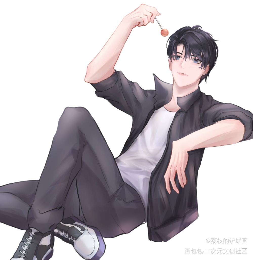 摸摸朝哥_伪装学渣贺朝摸鱼页绘画作品