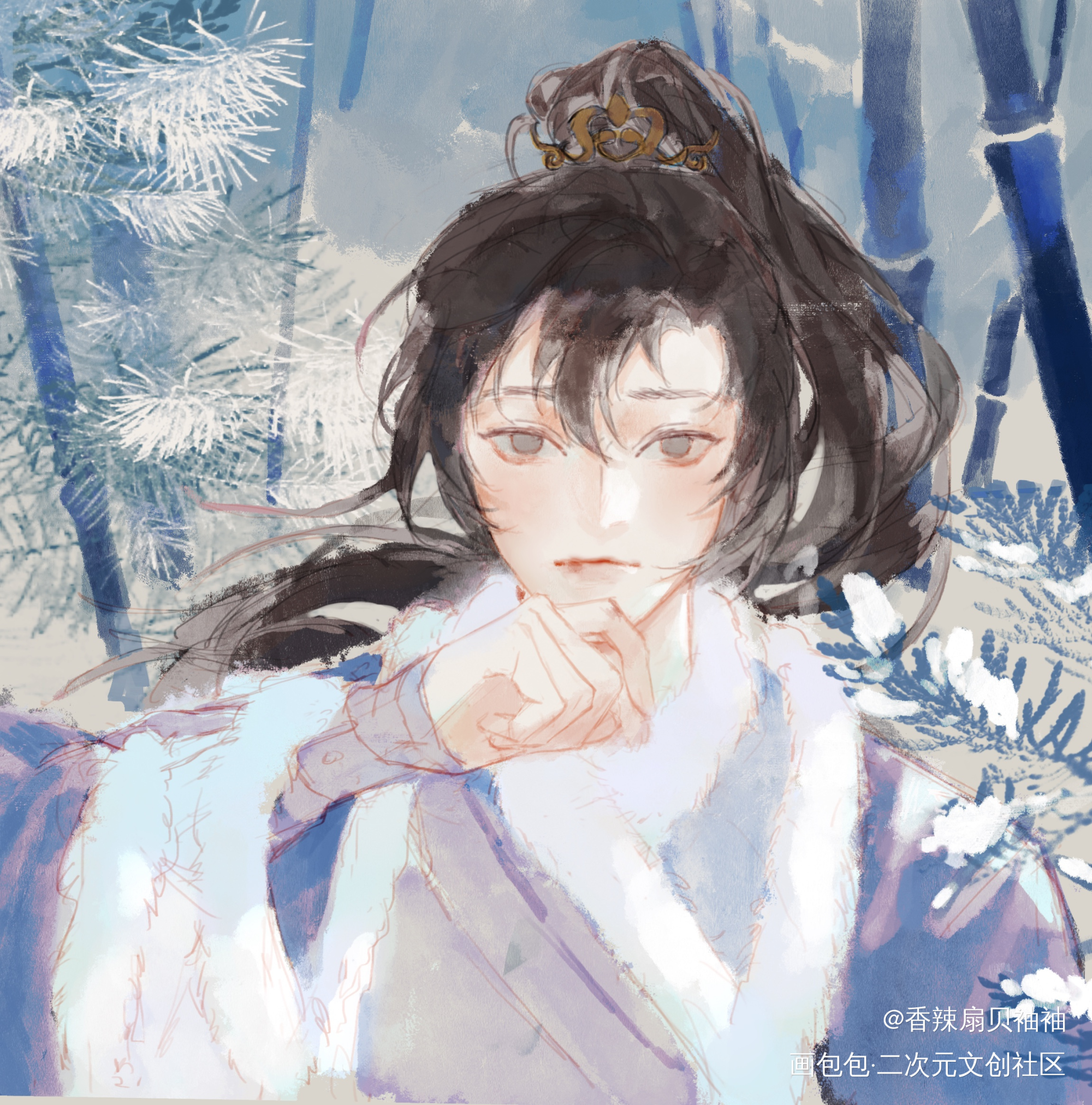 白新羽·碎银霜 草稿 打个卡_小白杨188男团白新羽绘画作品