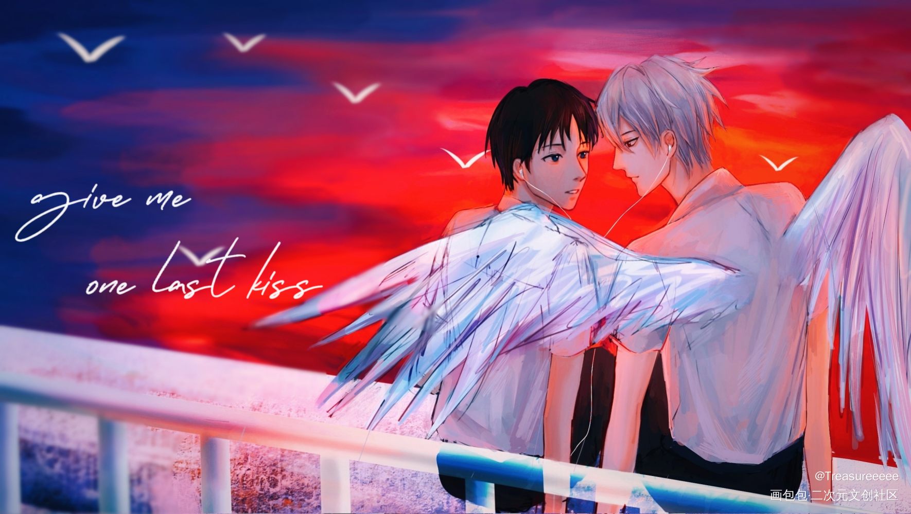 one last kiss_EVA渚薰碇真嗣薰嗣新世纪福音战士绘画作品