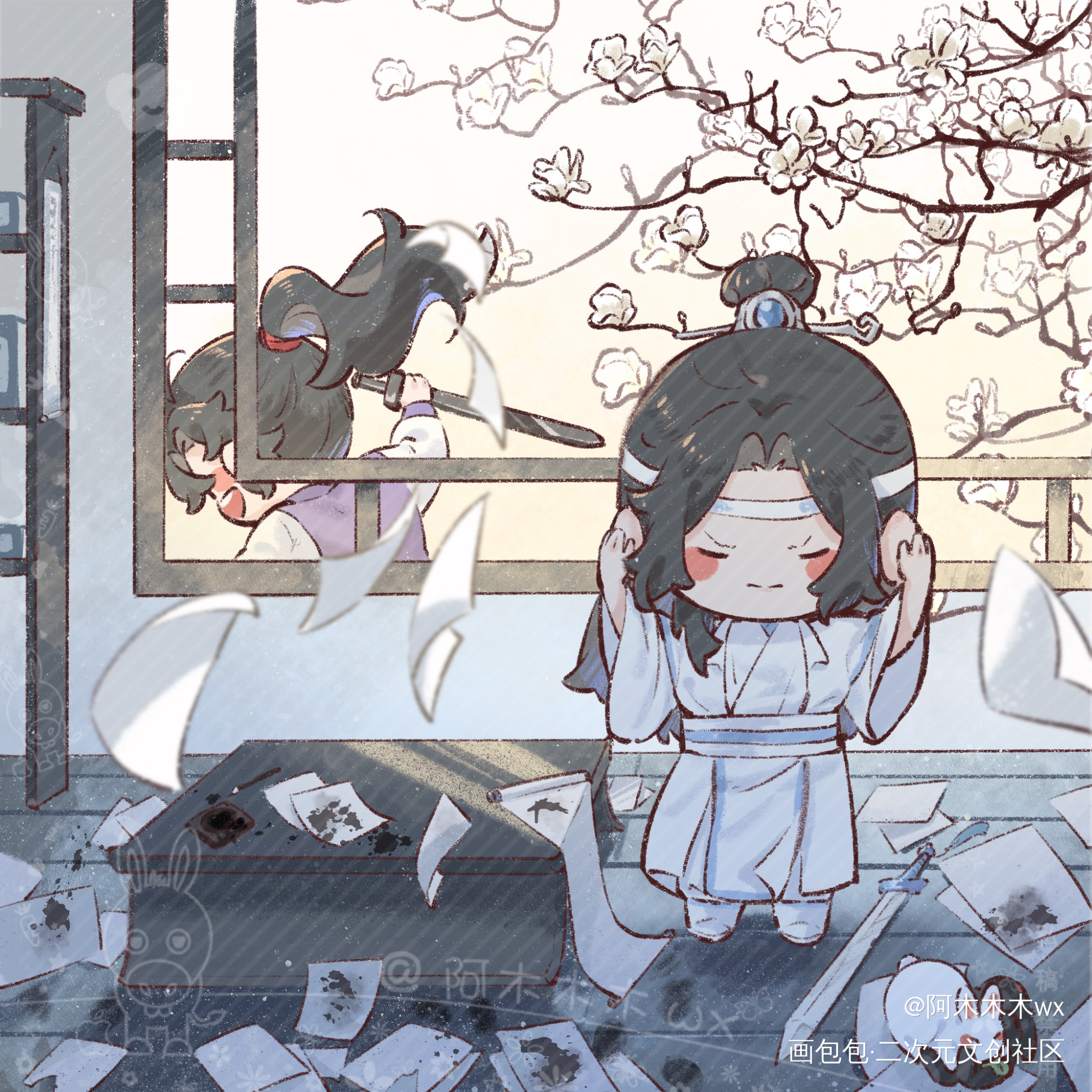 忘羡成长记3_魔道祖师忘羡蓝忘机魏无羡蓝忘机0123生日快乐魏无羡1031生日快乐绘画作品