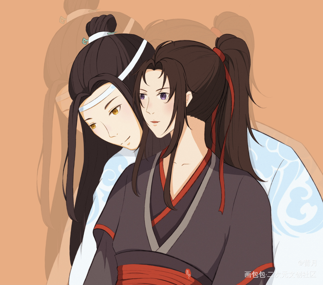 忘羡背后拥抱_魔道祖师忘羡绘画作品