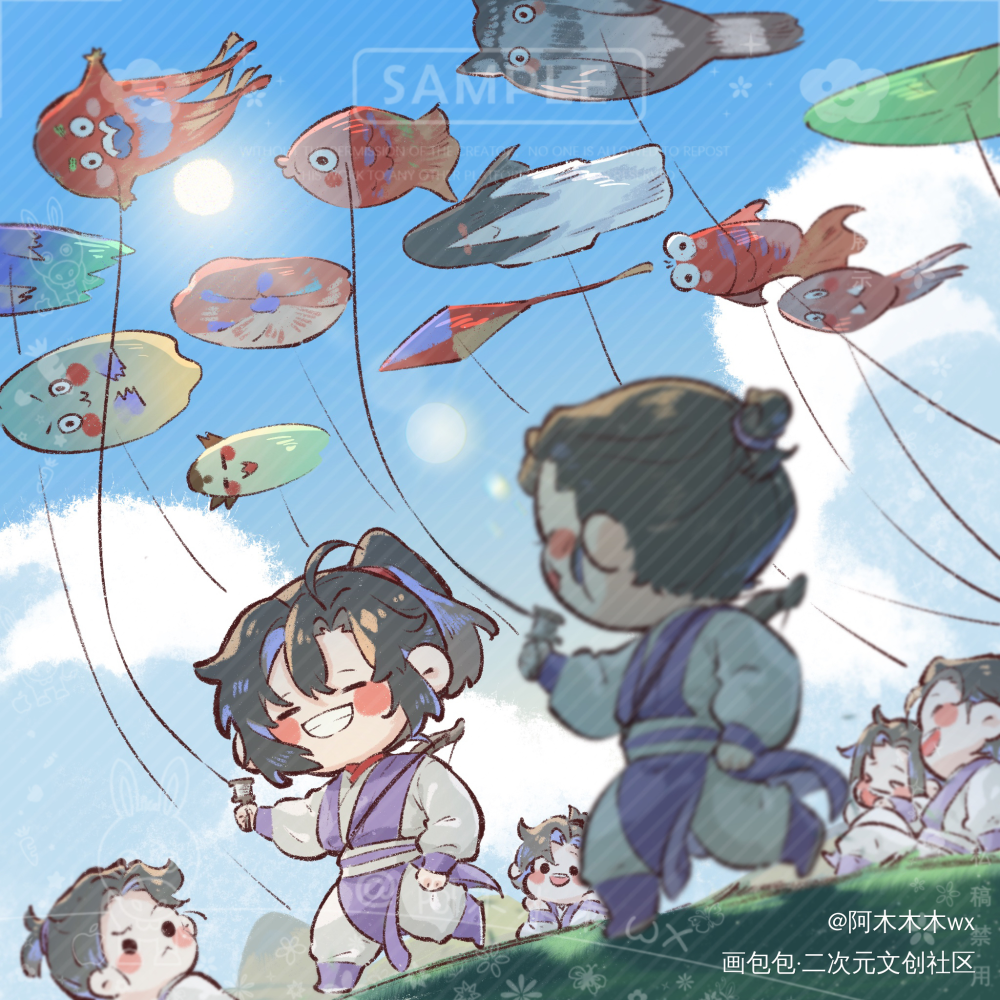 忘羡成长记4_魔道祖师忘羡蓝忘机魏无羡蓝忘机0123生日快乐魏无羡1031生日快乐绘画作品