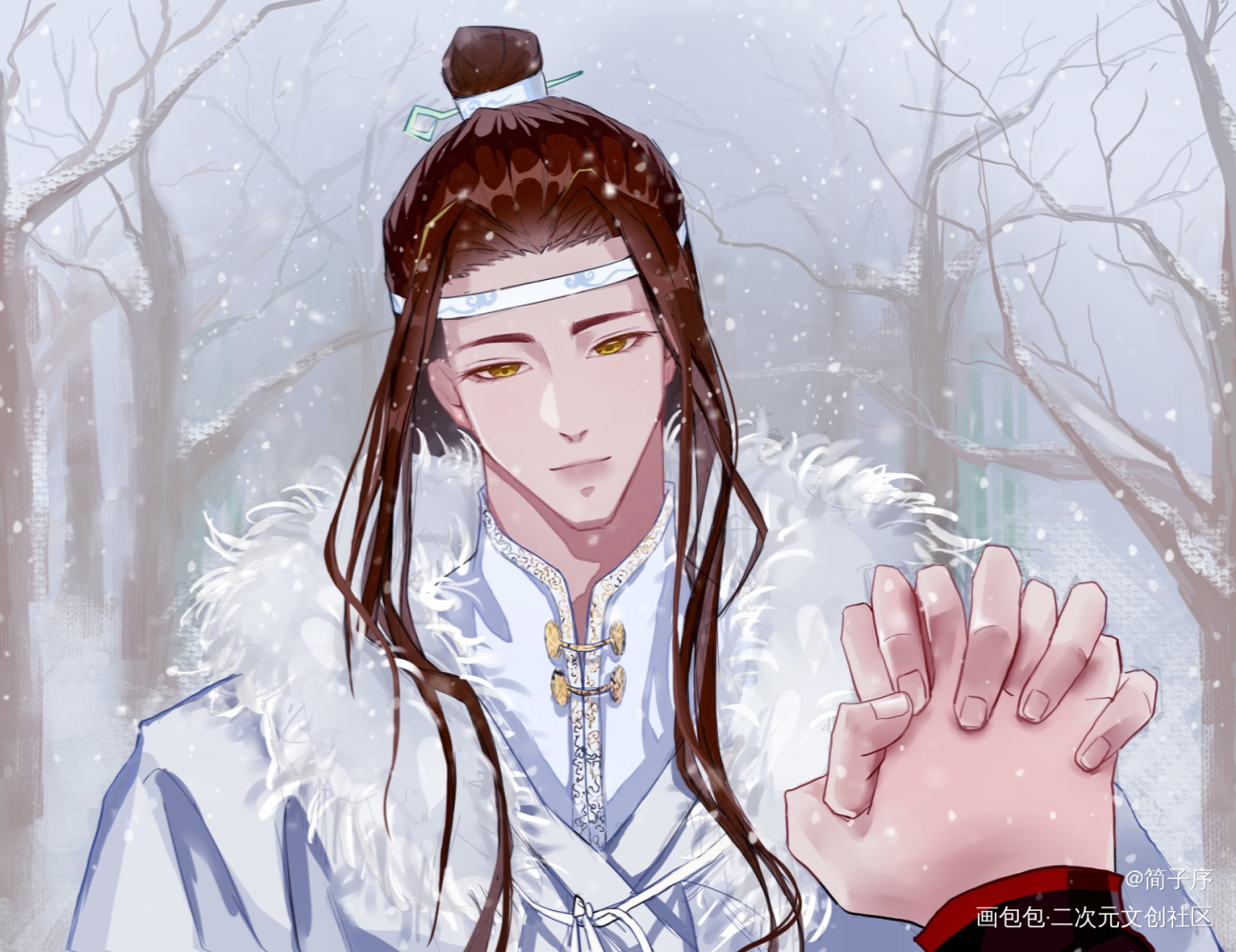 山雪雾行_魔道祖师忘羡蓝忘机绘画作品