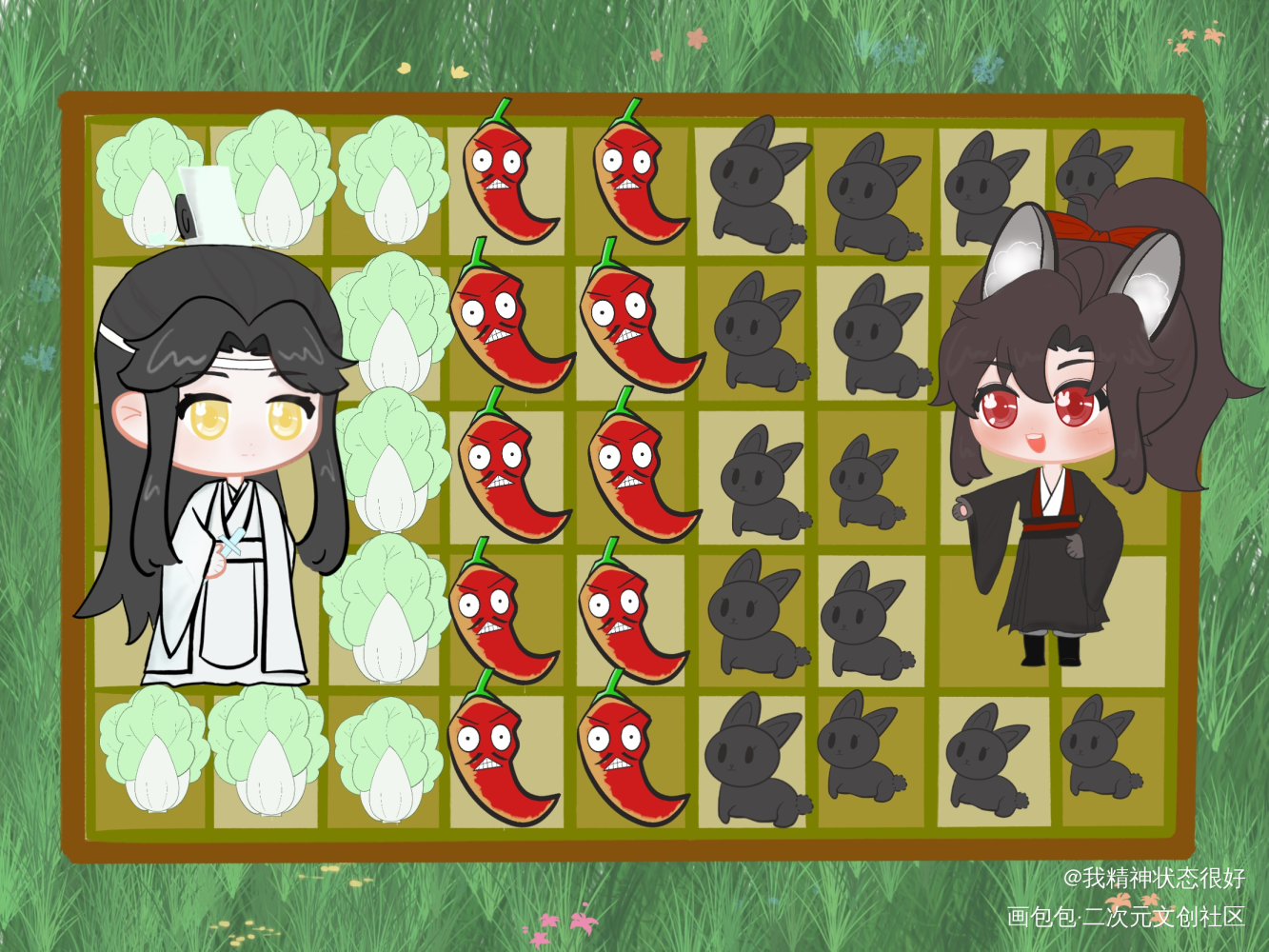 白菜大战僵尸兔_魔道祖师忘羡墨香铜臭绘画作品