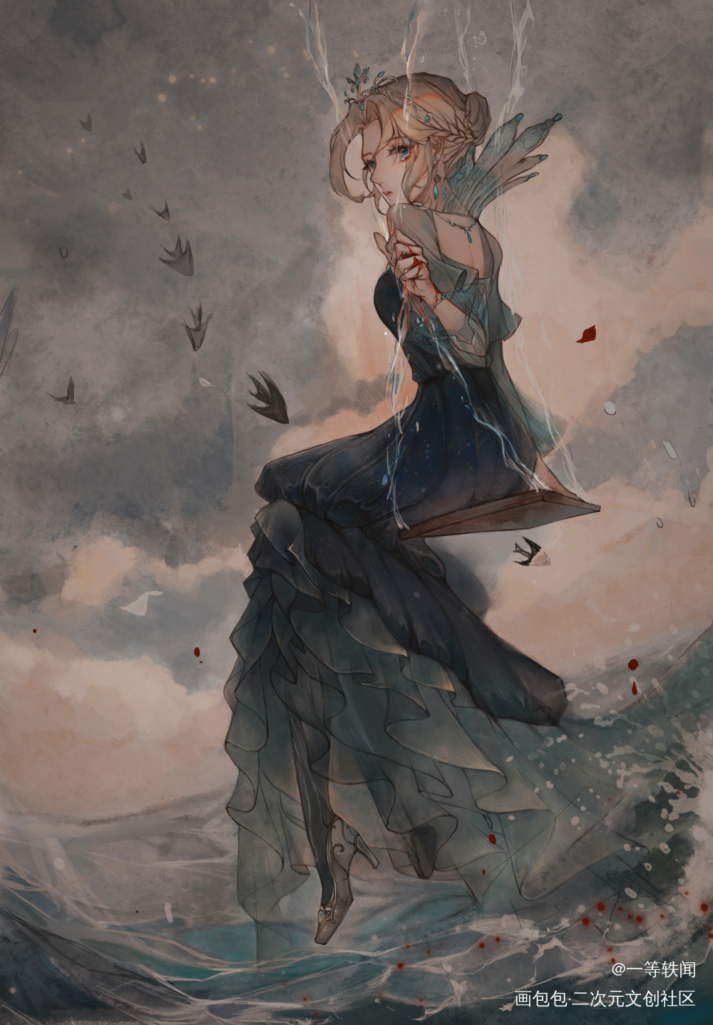 红夫人-夜潮_第五人格红夫人绘画作品