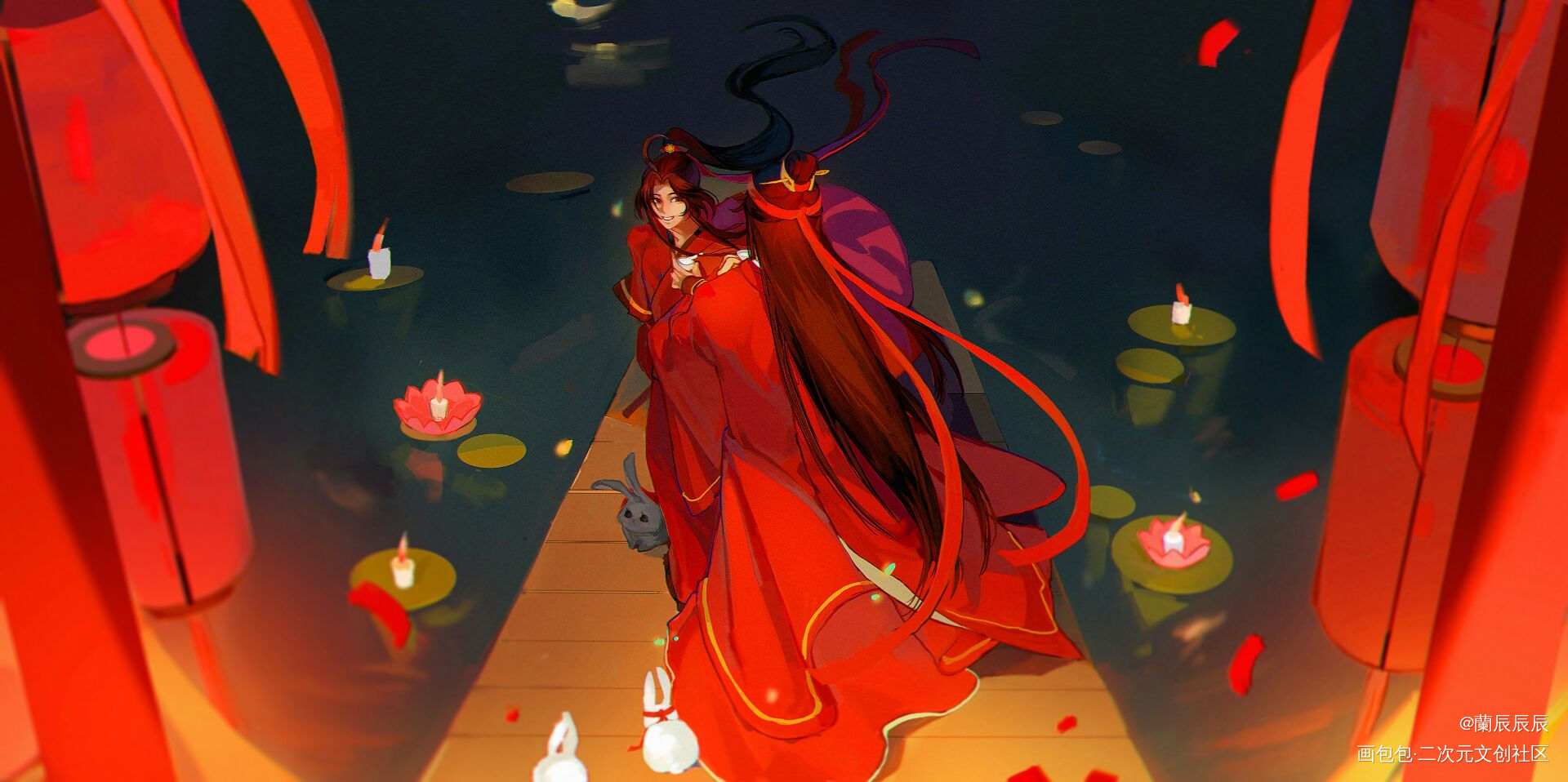 忘羡大婚_魔道祖师蓝忘机魏无羡插画同人板绘绘画作品