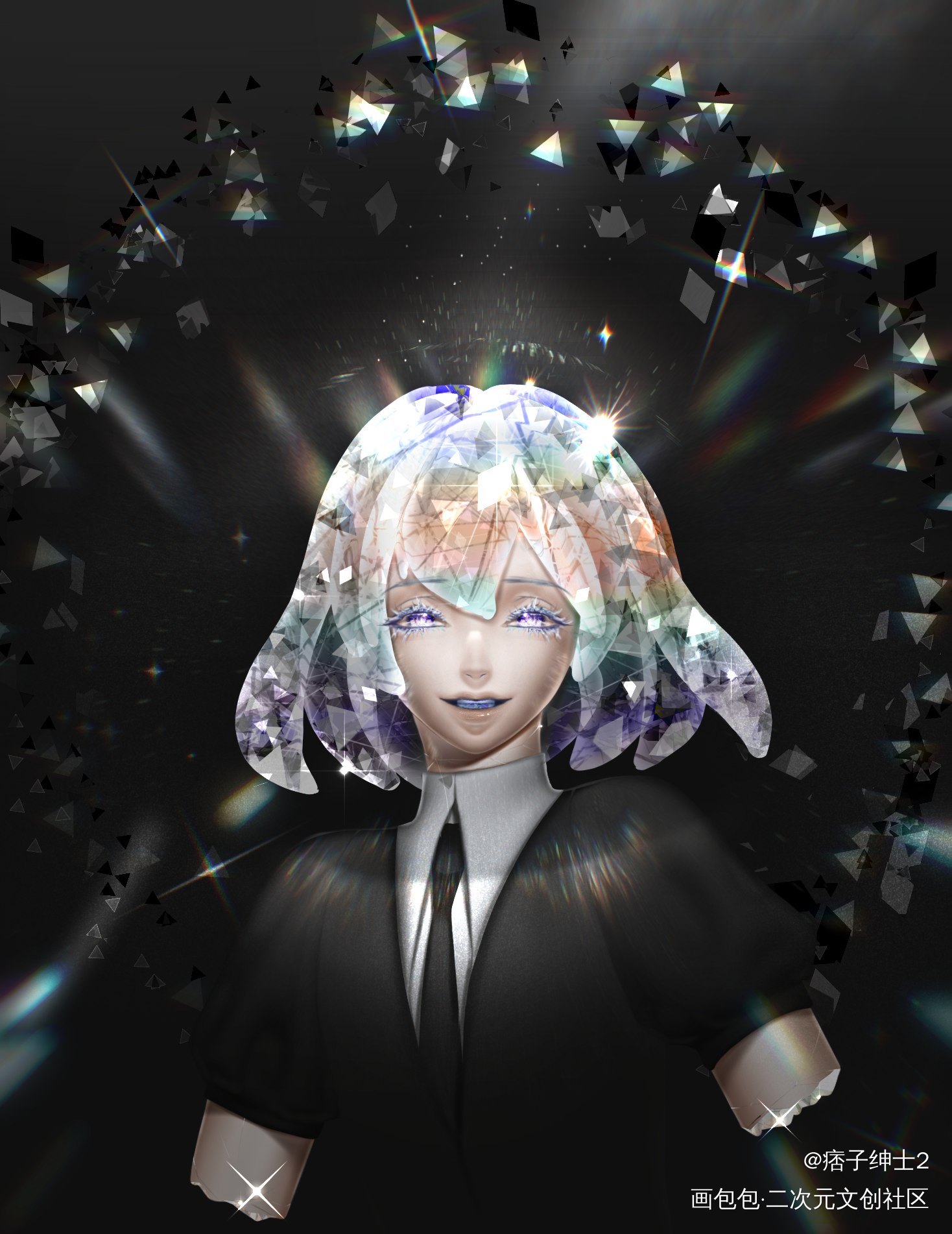 五彩斑斓的透明白钻石(♡⌂♡)_宝石之国钻石板绘涂摸鱼页绘画作品