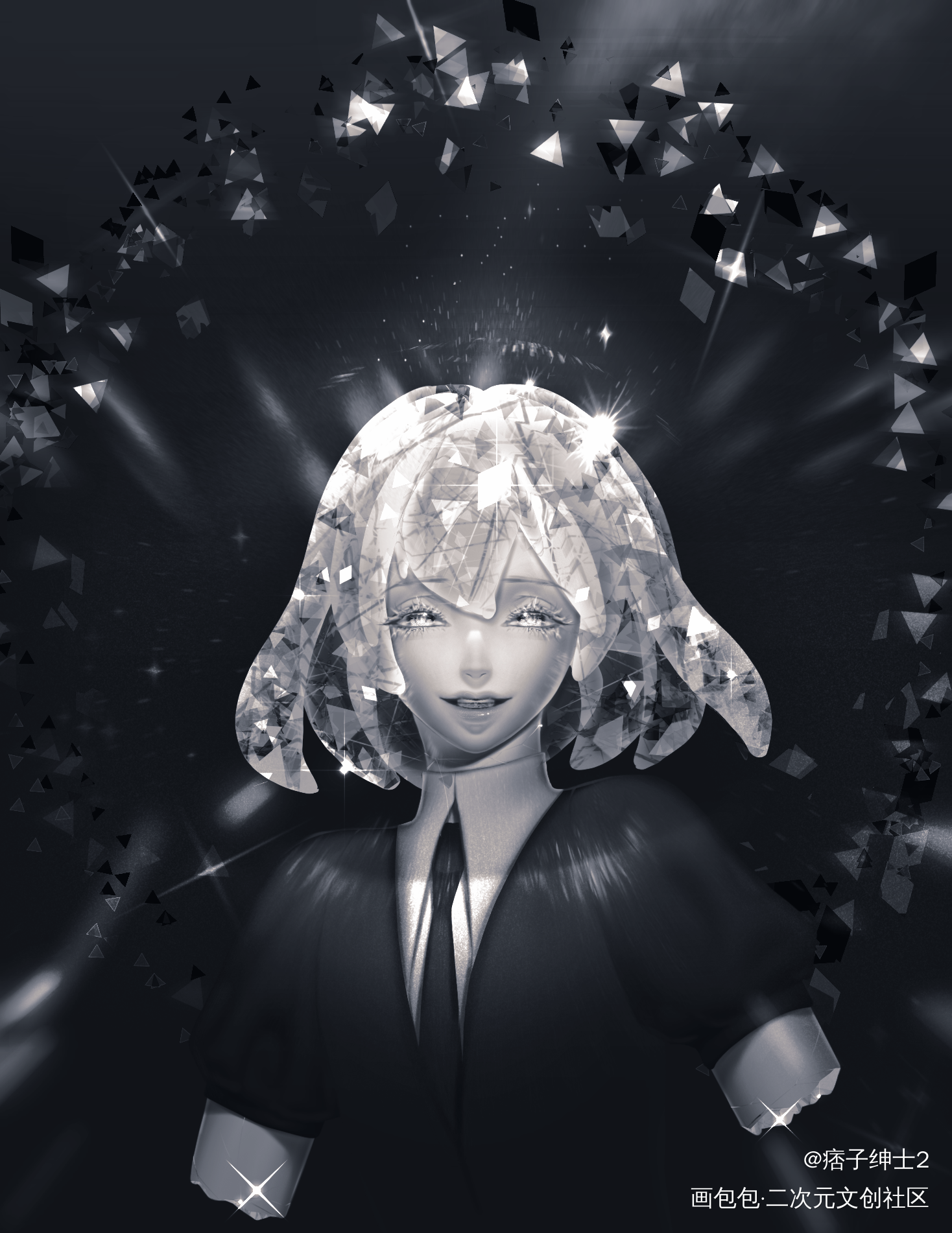 五彩斑斓的透明白钻石(♡⌂♡)_宝石之国钻石板绘涂摸鱼页绘画作品