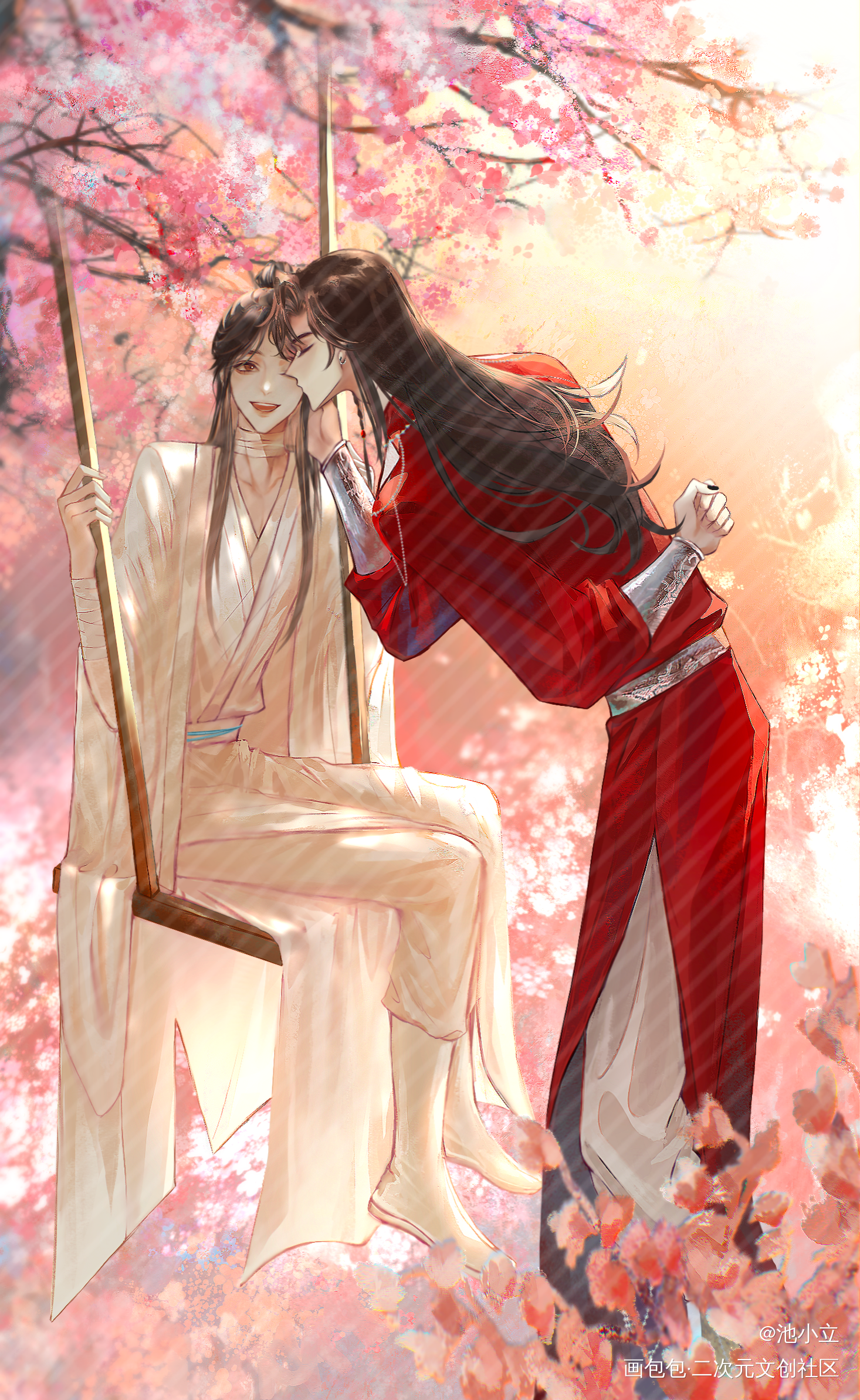 春风拂面_天官赐福花怜绘画作品