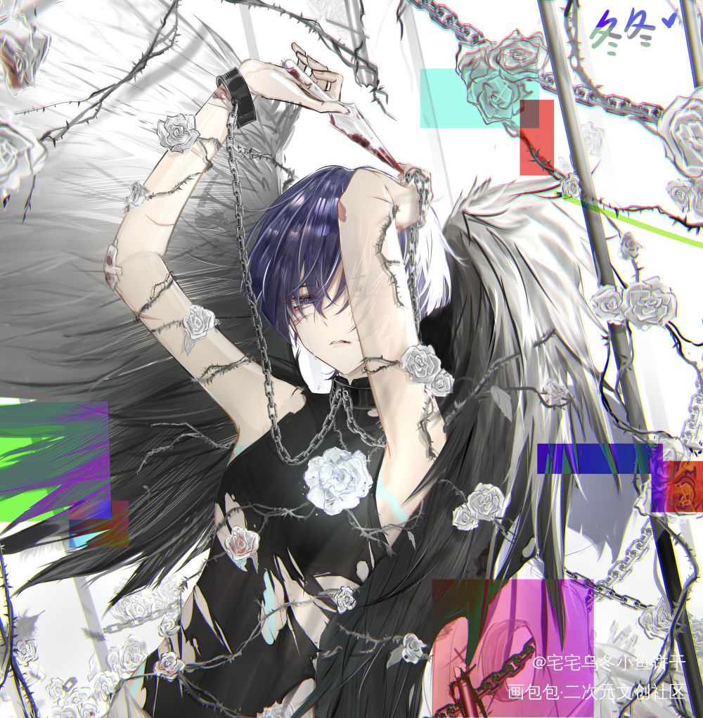 「重生」_原神散兵流浪者板绘涂日系插画同人原神流浪者原创绘画作品