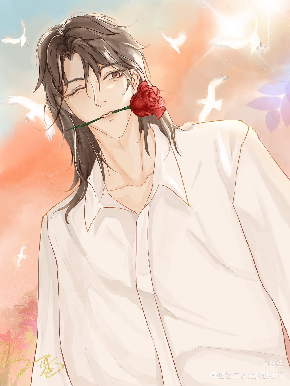只有玫瑰与你相称🌹_我只喜欢你的人设夏习清绘画作品
