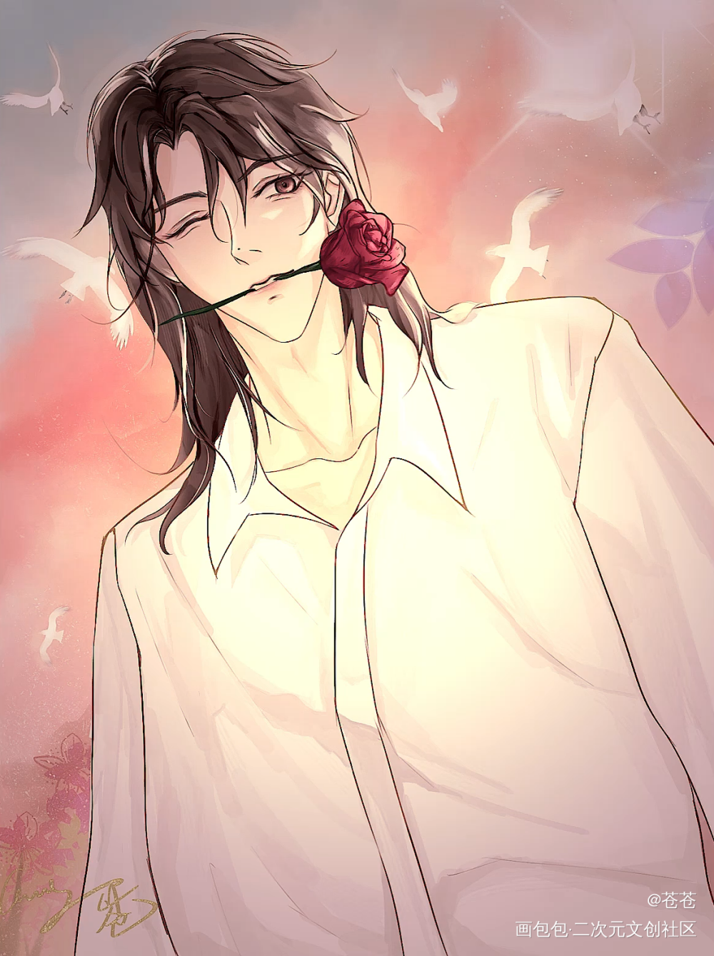 只有玫瑰与你相称🌹_我只喜欢你的人设夏习清绘画作品