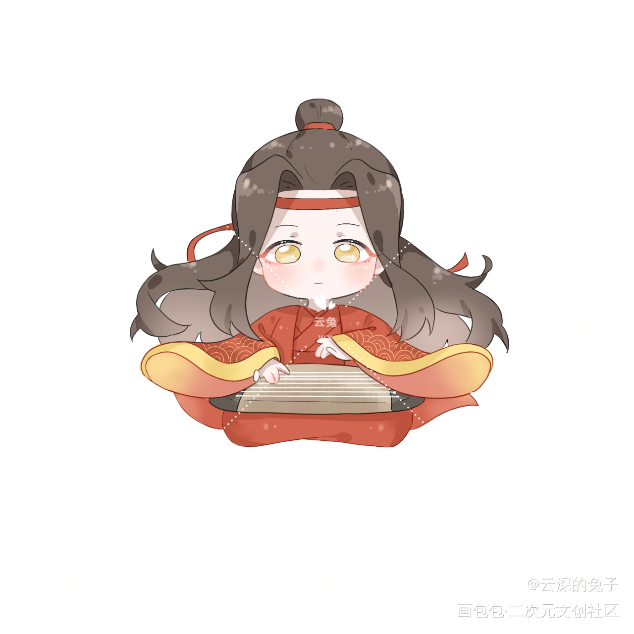 带荷叶or不带荷叶_魔道祖师忘羡蓝忘机Q版绘画作品