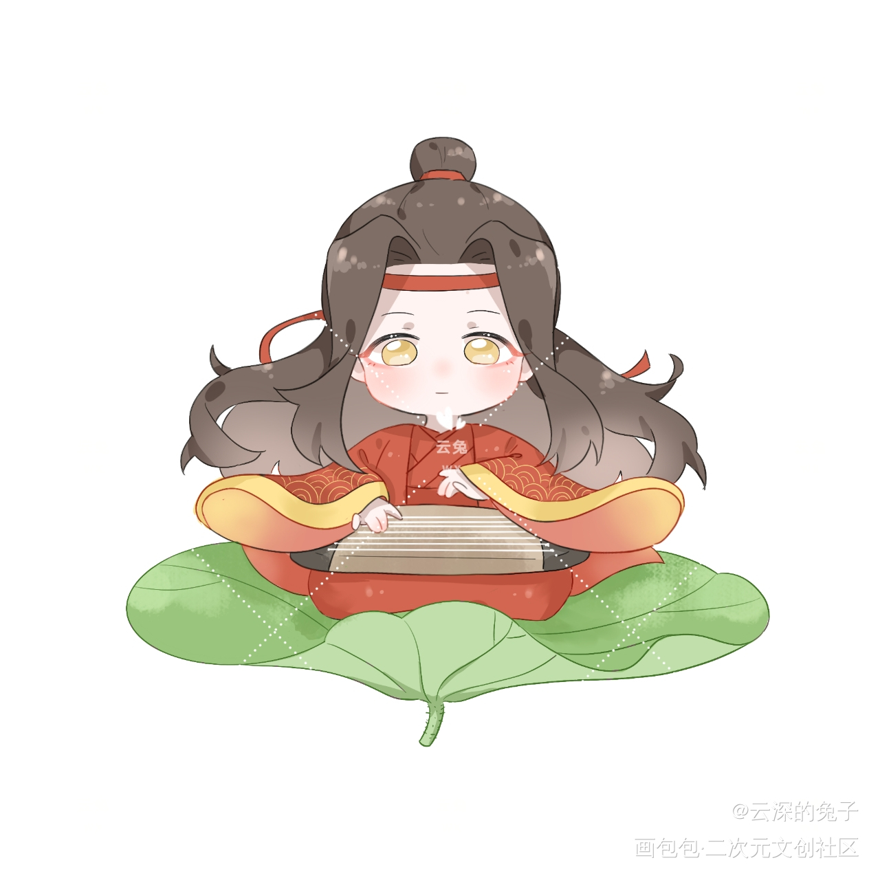 带荷叶or不带荷叶_魔道祖师忘羡蓝忘机Q版绘画作品