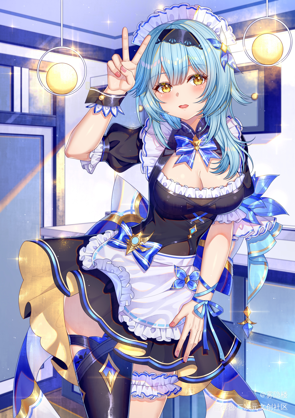 优菈~_原神日系女仆装优菈绘画作品