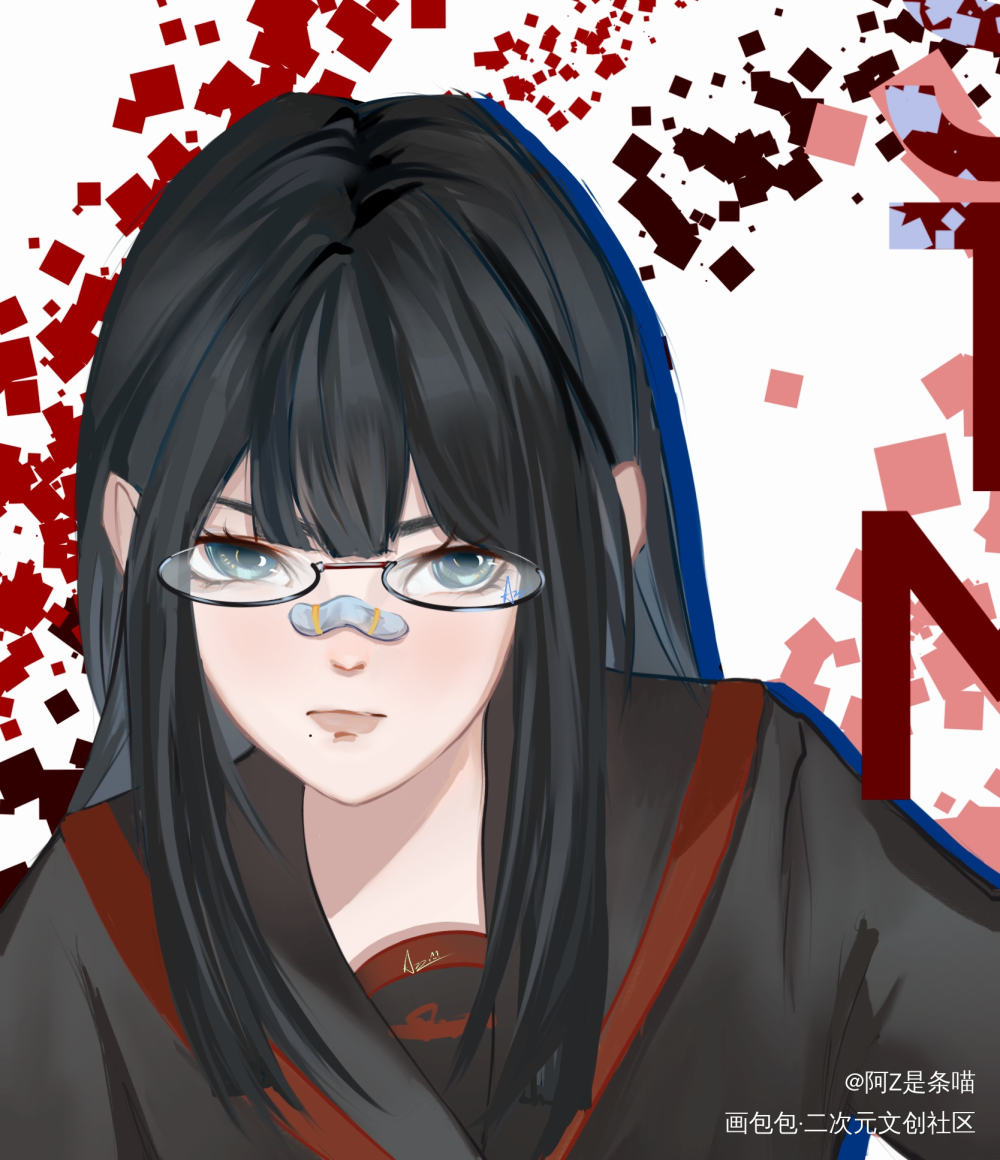 摸鱼 |坏女人_摸鱼页头像插画绘画作品