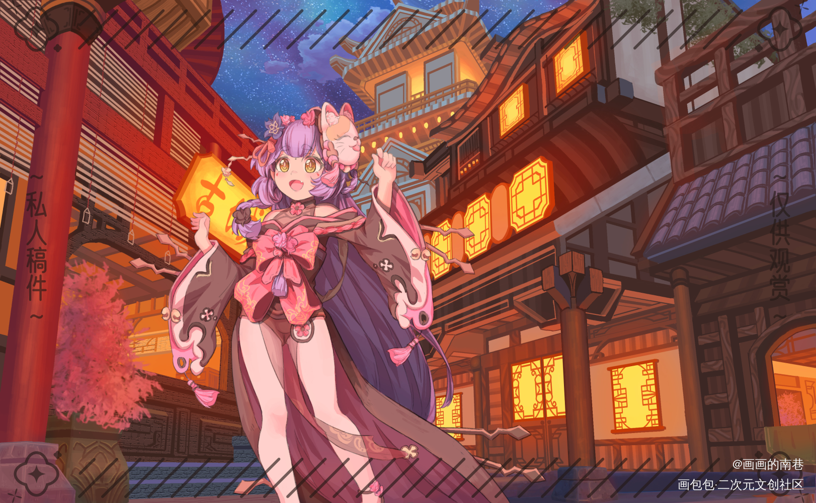 是画稿～_场景插画约稿板绘绘画绘画作品