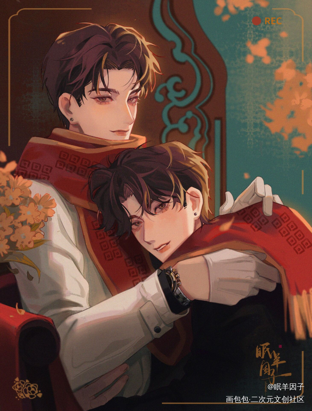 【依偎】甜辛生日快乐～_谁把谁当真188男团妹叔绘画作品