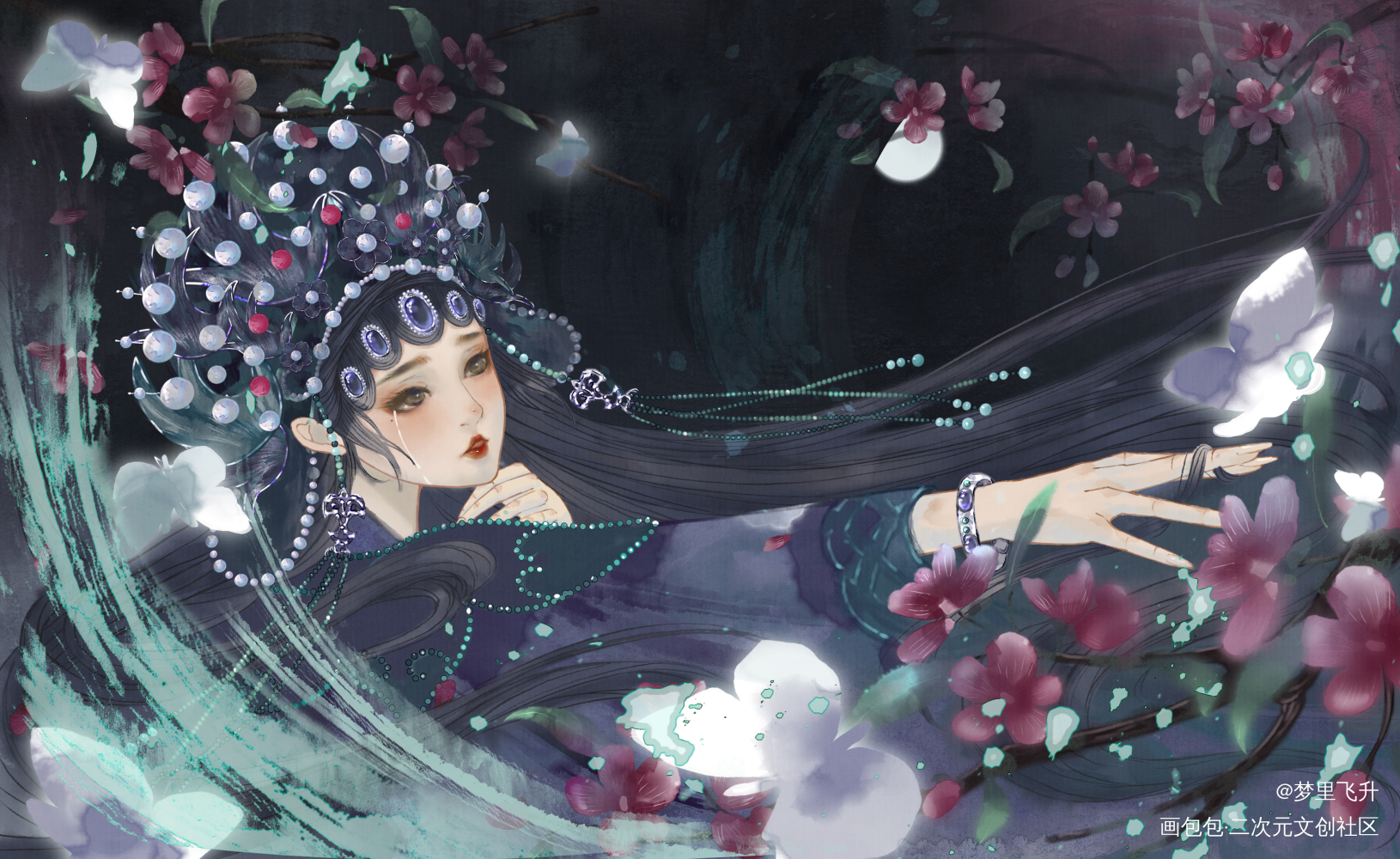 是也痴狂，拗不过天苍。_水墨立绘古风厚涂水彩Q版板绘插画约稿板写绘画绘画作品