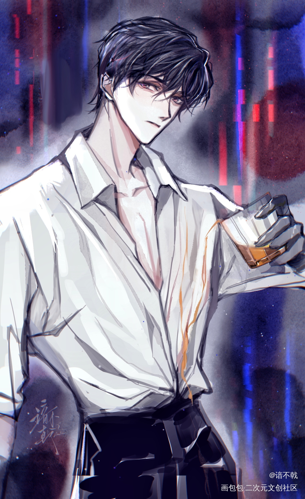 洄天-大监察官倒酒_洄天沈酌淮上绘画作品