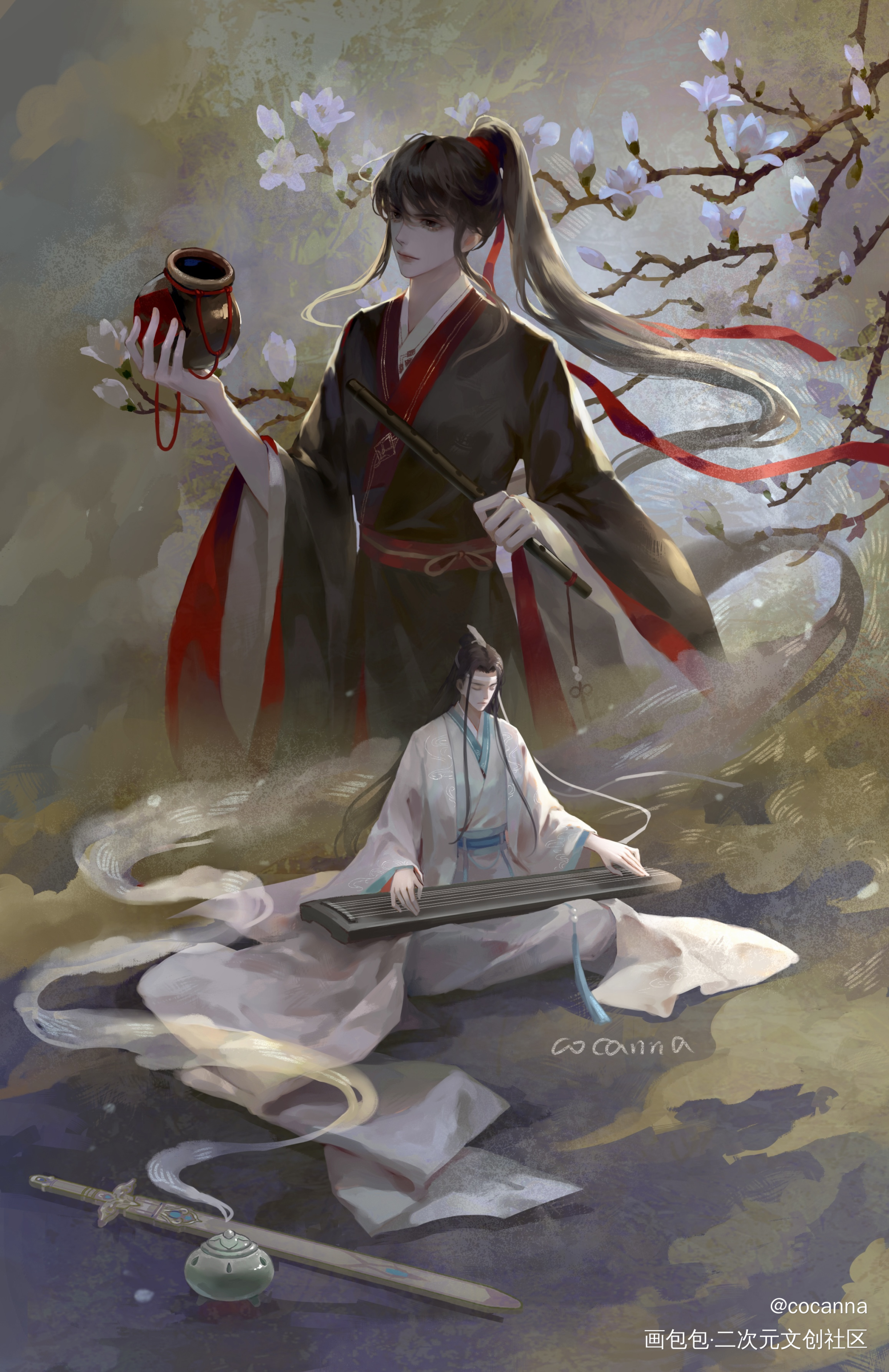 之前画的忘羡_魔道祖师忘羡古风厚涂绘画作品