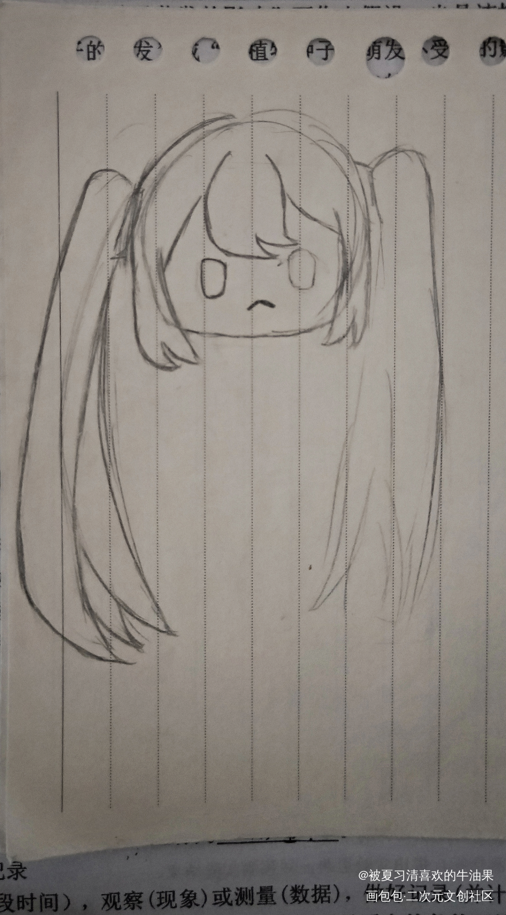 miku的不织布线稿_miku初音未来手绘Q版绘画作品