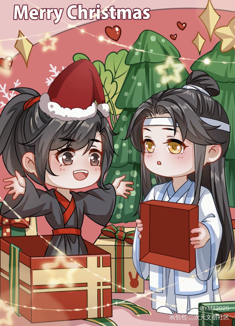 墨家三宝圣诞快乐_人渣反派自救系统天官赐福魔道祖师冰秋花怜忘羡绘画作品