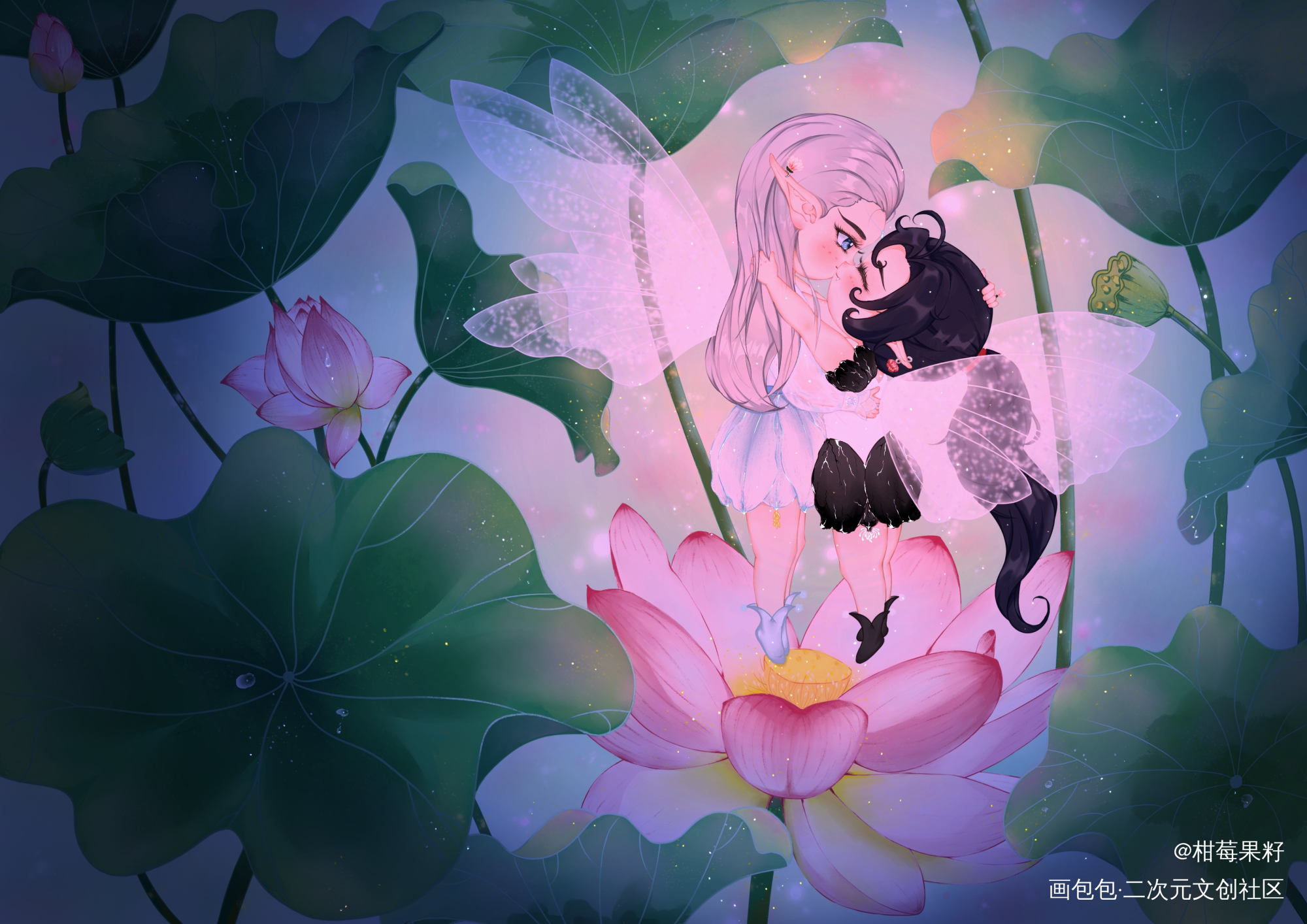 花精灵_魔道祖师忘羡蓝忘机魏无羡蓝忘机0123生日快乐魔道祖师Q版绘画作品