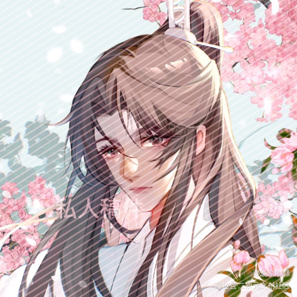 花下守岁_二哈和他的白猫师尊绘画作品