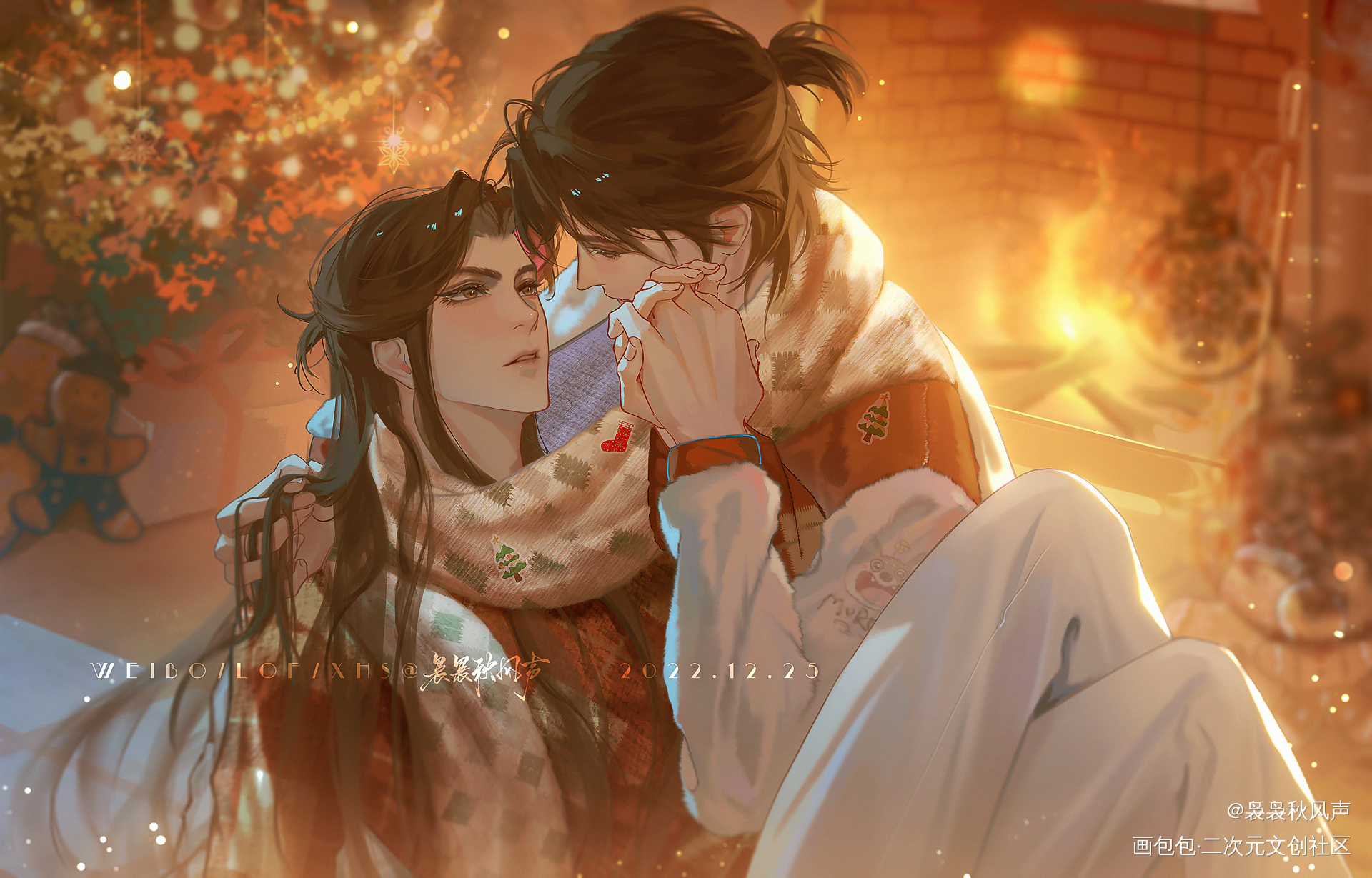 圣诞夜～_二哈和他的白猫师尊燃晚墨燃楚晚宁绘画作品