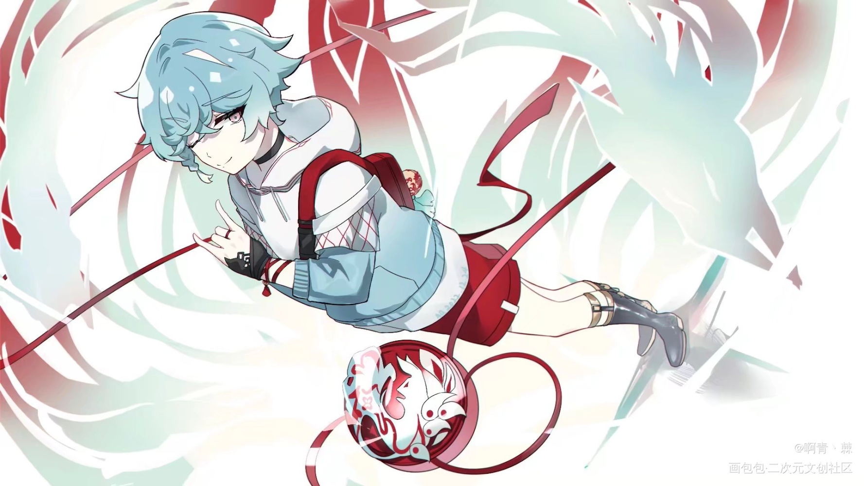 溜溜球系列七-稻荷之境_个人设计插画创意原创角色插画二次元板绘绘画作品