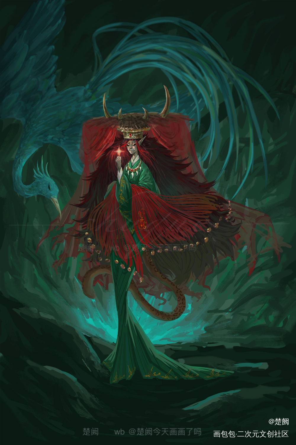 山海经·西王母_山海经插画西王母画画板绘绘画绘画作品