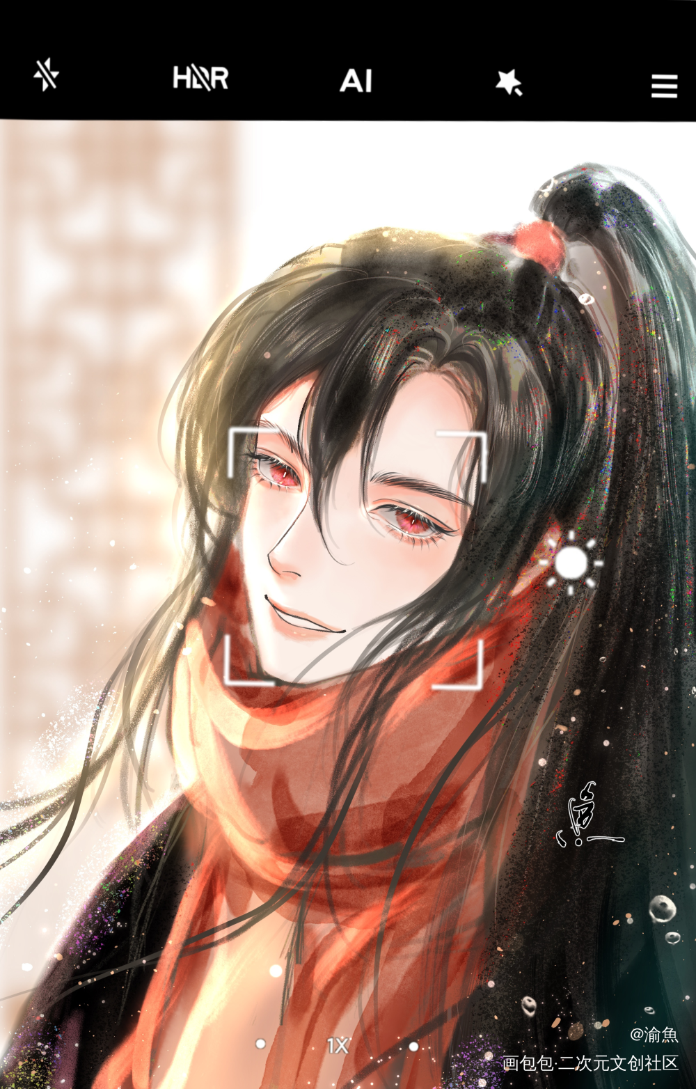 现pa红色围巾羡羡_魔道祖师忘羡魏无羡半厚涂摸鱼壁纸板绘绘画绘画作品