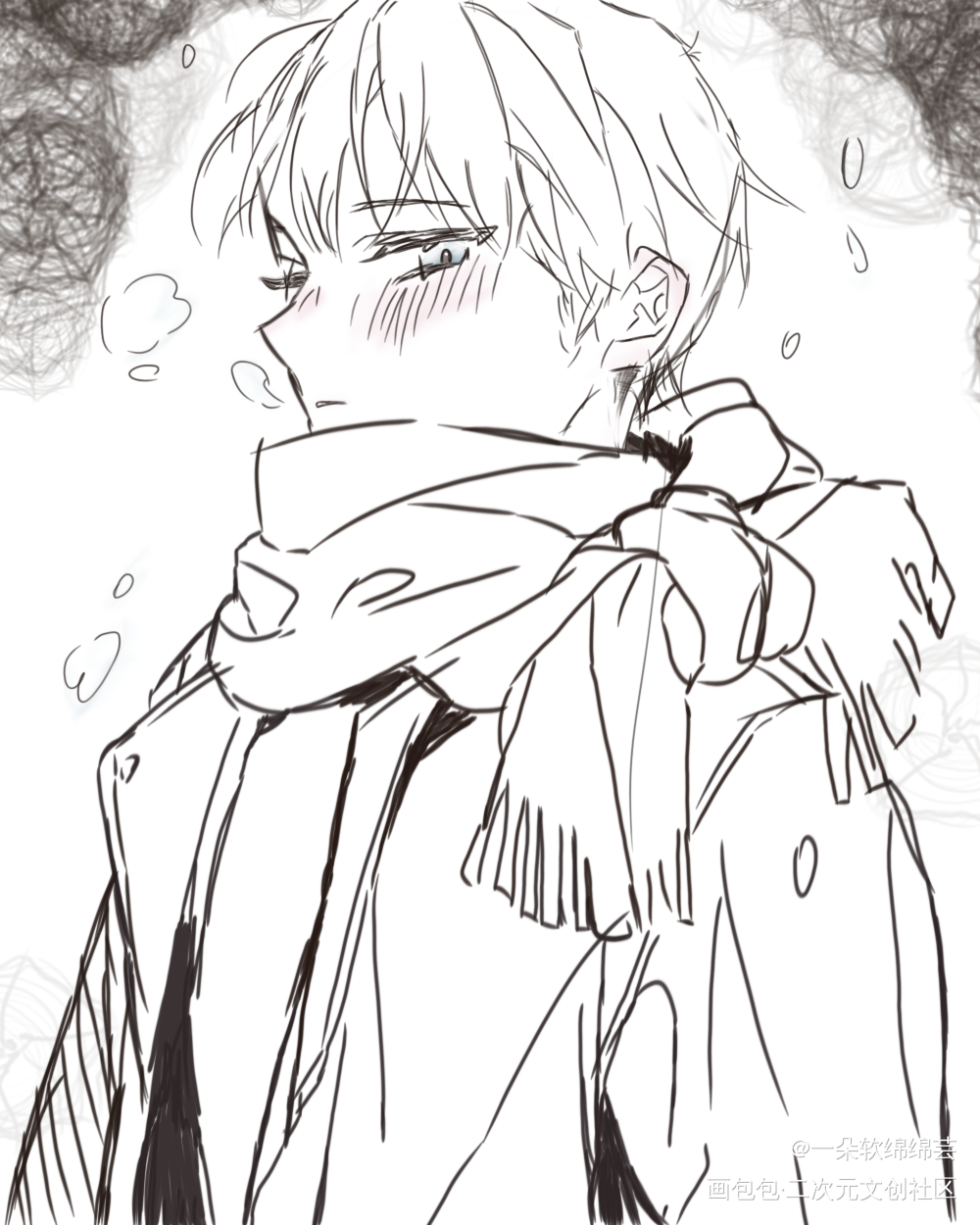 ❄️_黑白简笔摸鱼页随手画画人物绘画随便画画画画指绘绘画练习绘画oc绘画作品