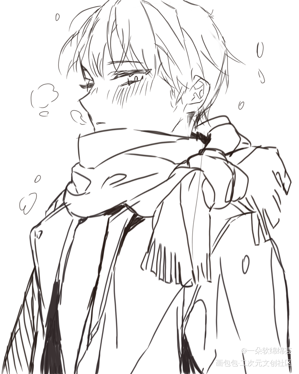❄️_黑白简笔摸鱼页随手画画人物绘画随便画画画画指绘绘画练习绘画oc绘画作品