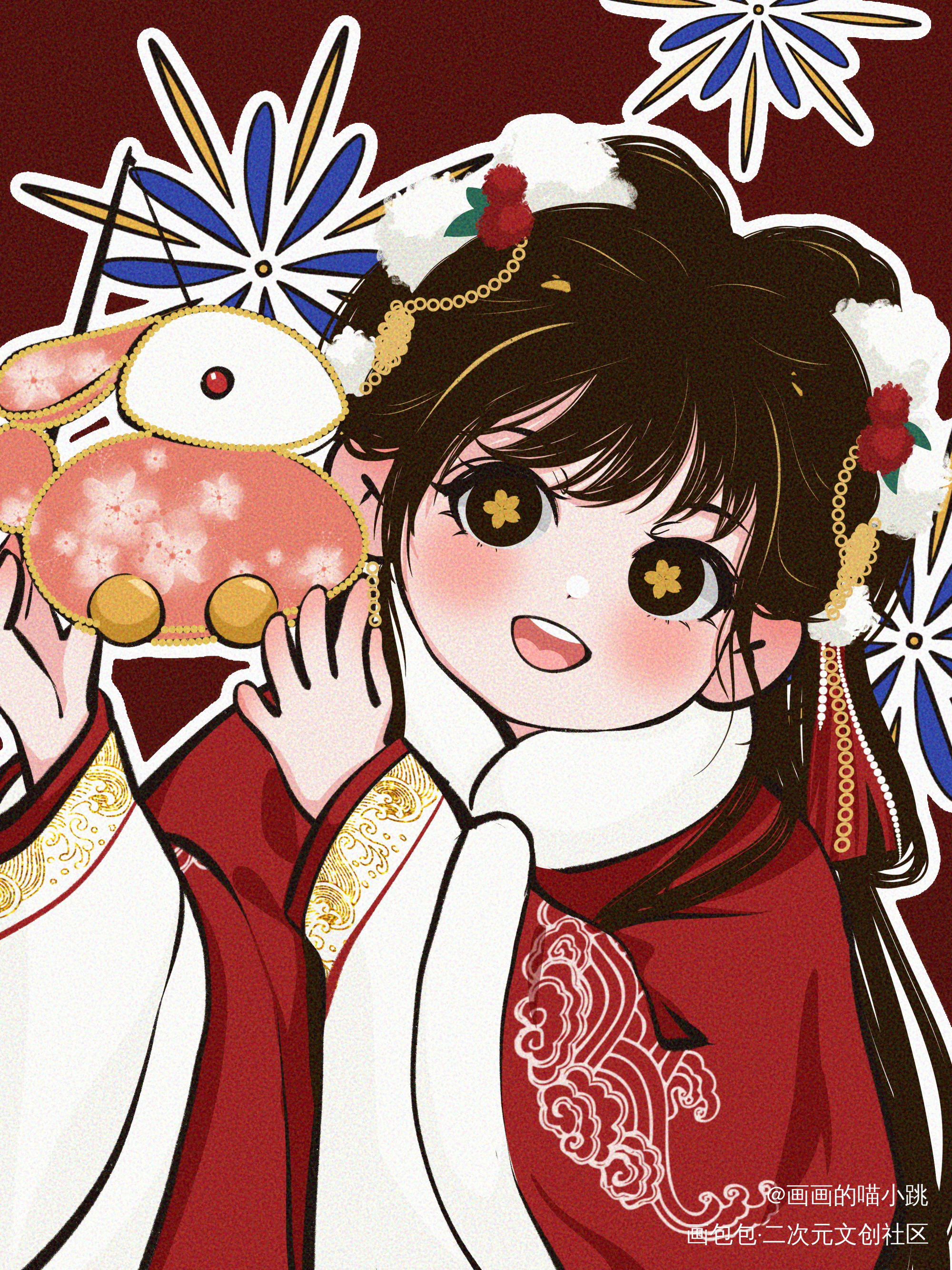 新年壁纸_Q版新年贺图约稿绘画作品