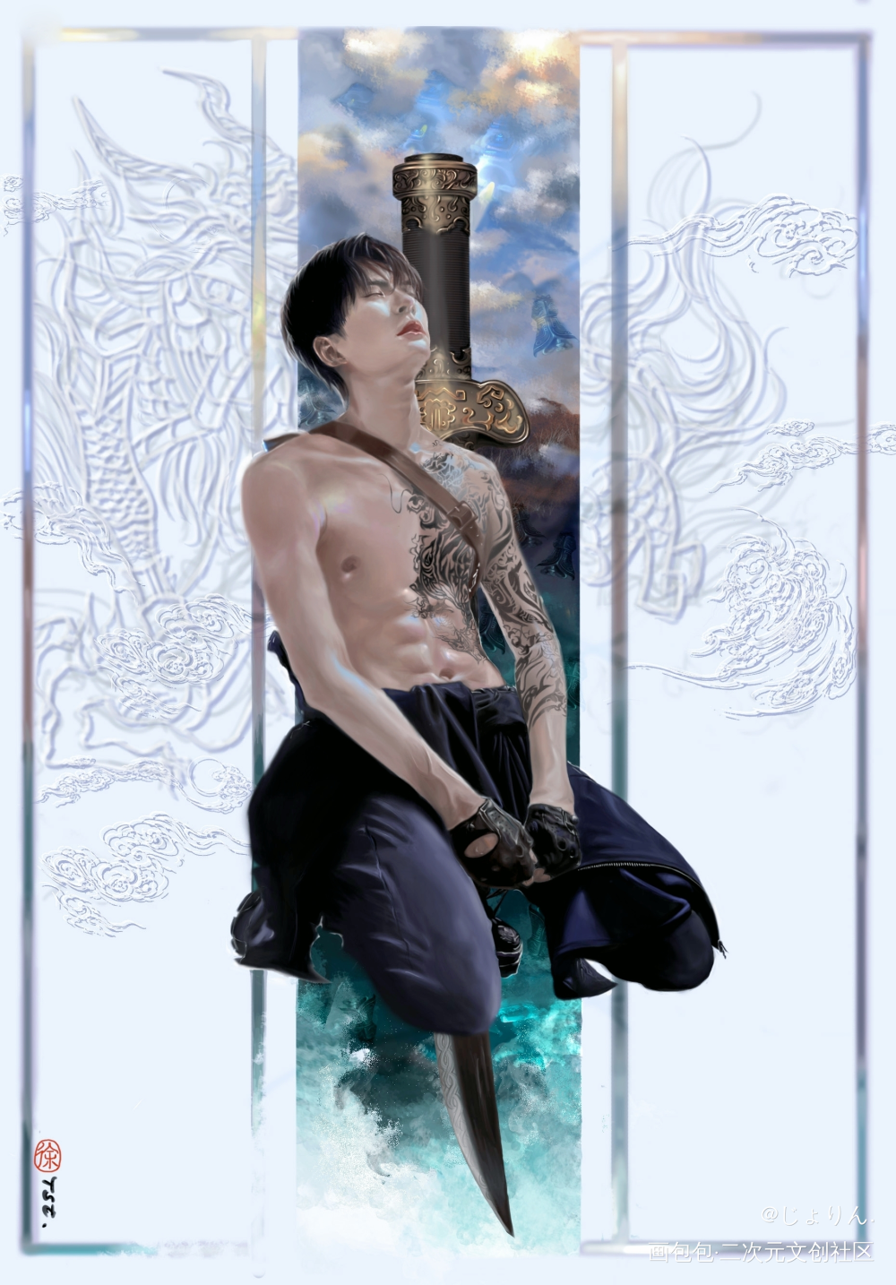 ——起·靈——_盗墓笔记终极笔记肖宇梁张起灵板绘涂厚涂肖瓶绘画作品