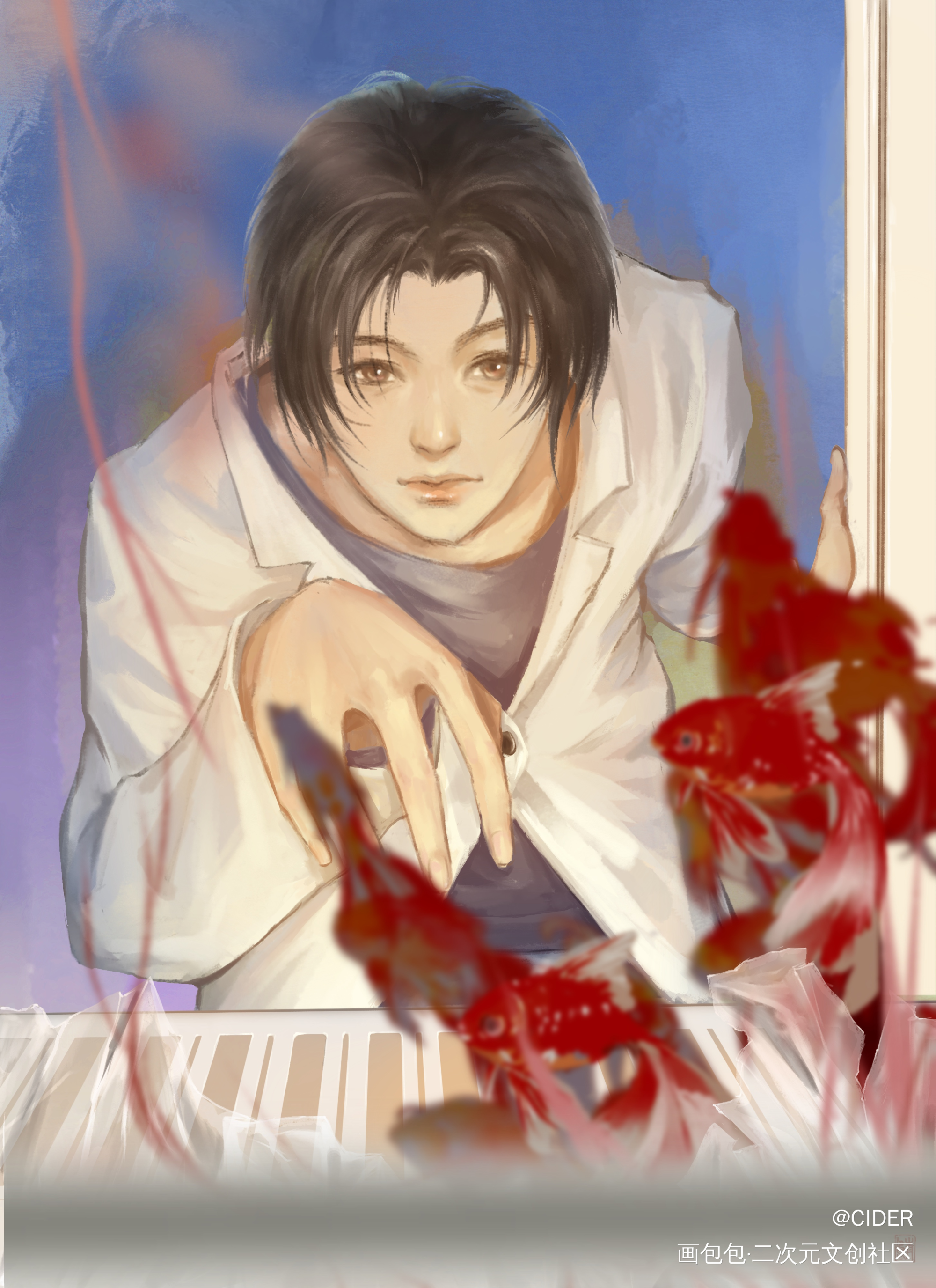 罪爱安格尔的金鱼花疑案_耳雅插画同人罪爱安格尔绘画作品