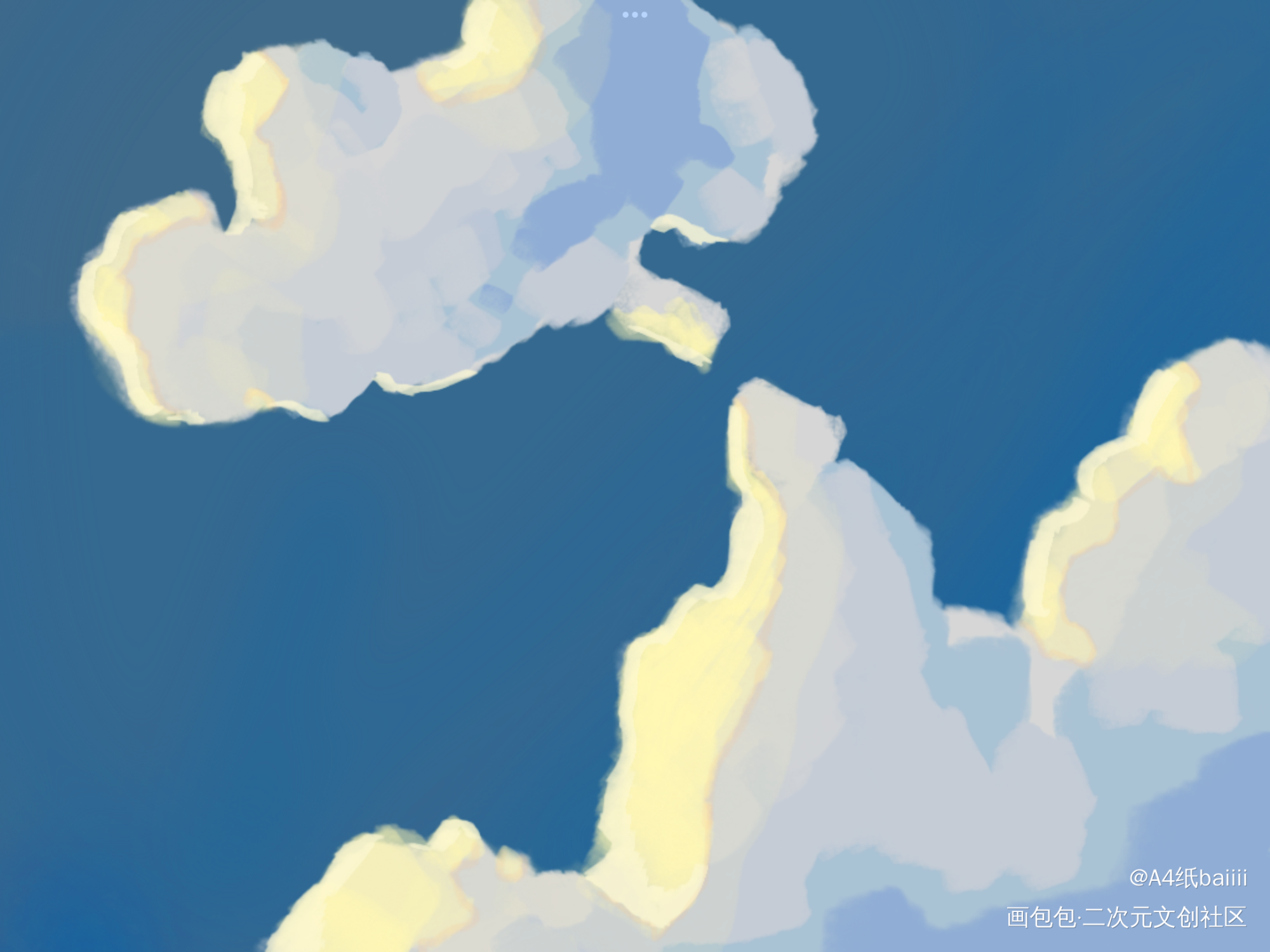 蓝色的云_风景插画绘画作品