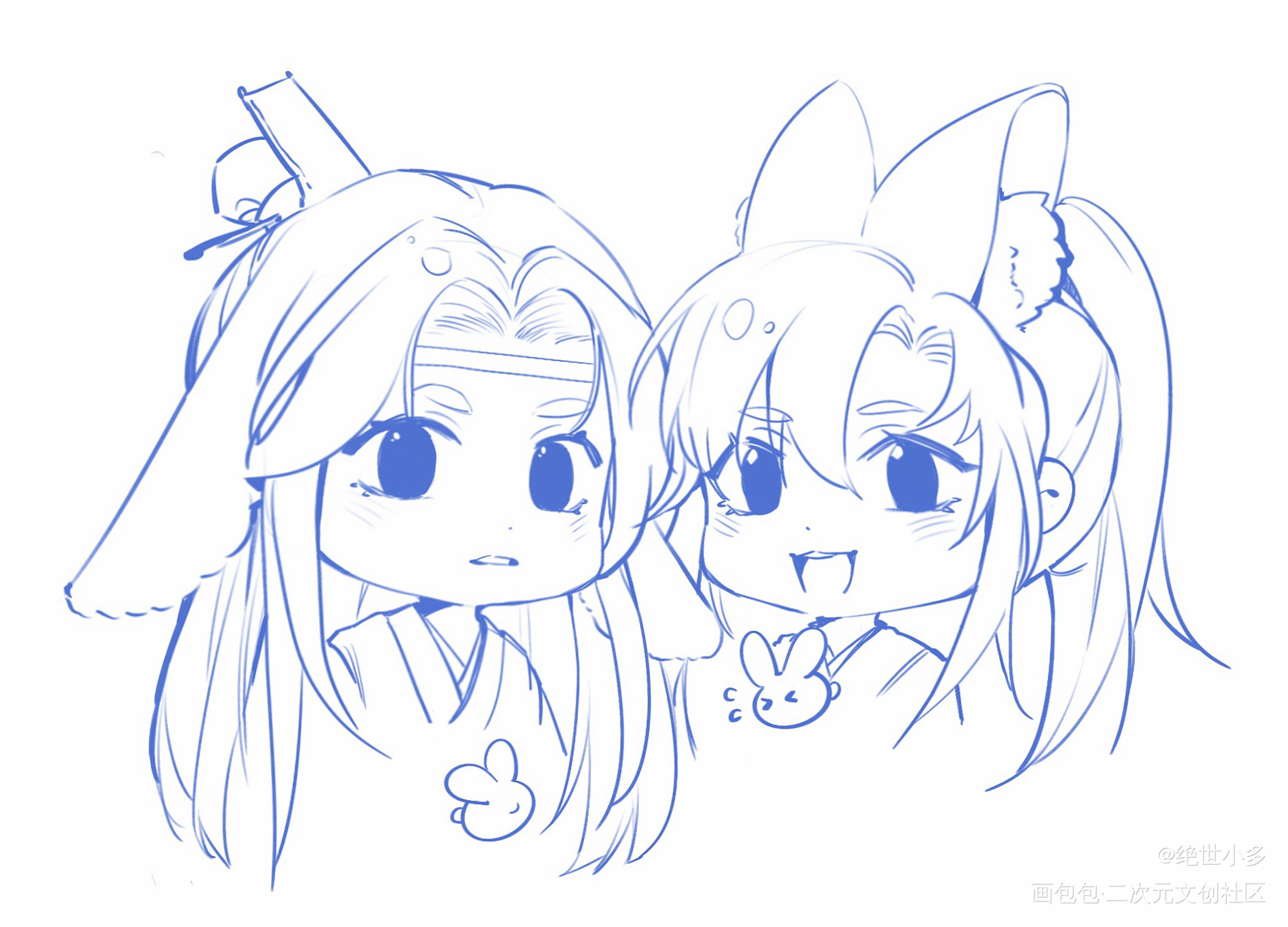 兔年大吉🐰🐰_魔道祖师忘羡蓝忘机魏无羡绘画作品