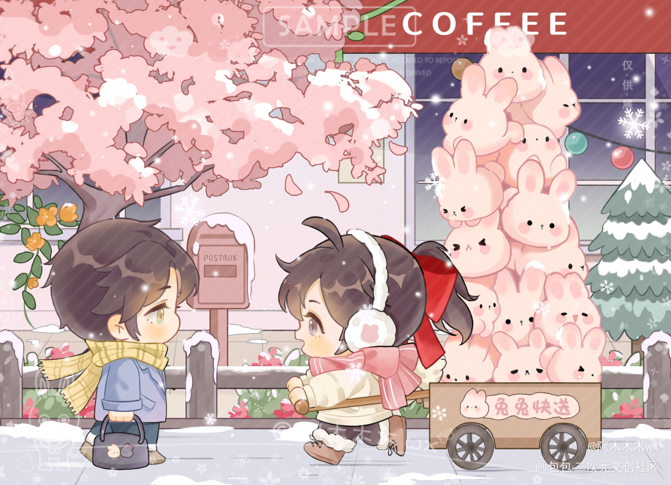 忘羡兔兔塔_魔道祖师忘羡蓝忘机魏无羡蓝忘机0123生日快乐魏无羡1031生日快乐绘画作品