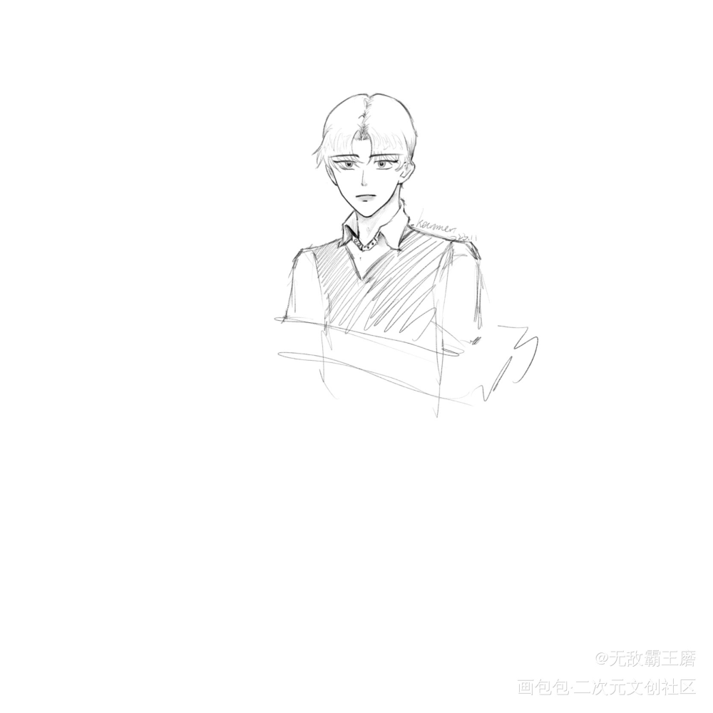 摸鱼_板绘涂黑白简笔摸鱼页绘画作品